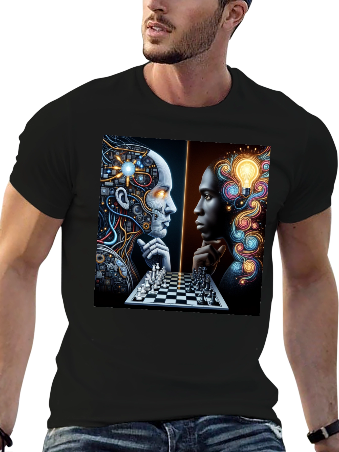 AI vs Human Chess Match Graphic Tee