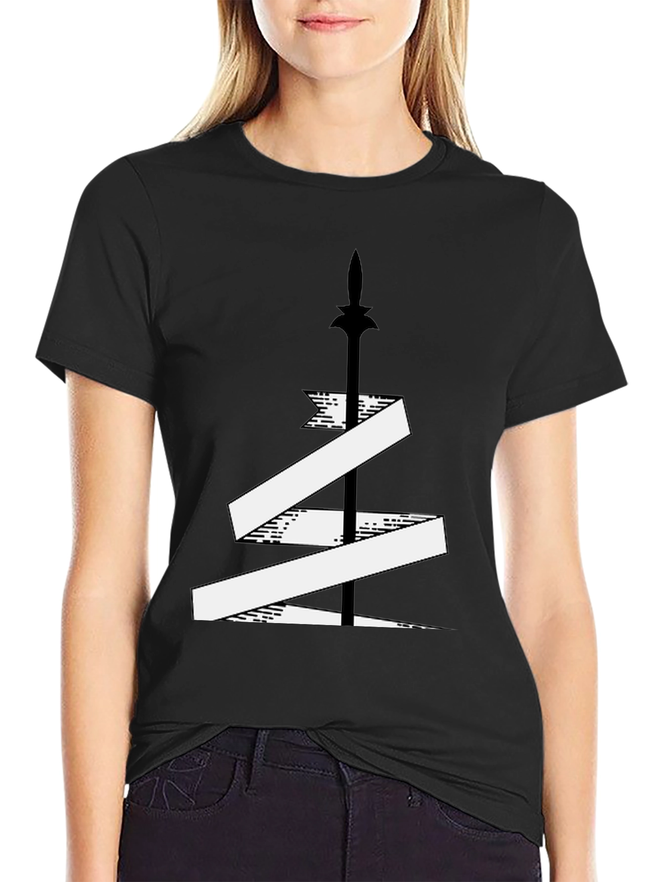 Spear and Ribbon Graphic Tee - Cool Design