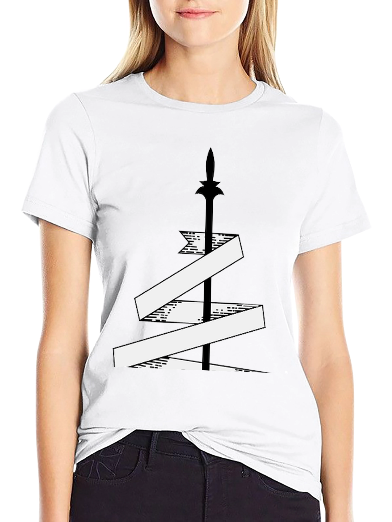 Spear and Ribbon Graphic Tee - Cool Design