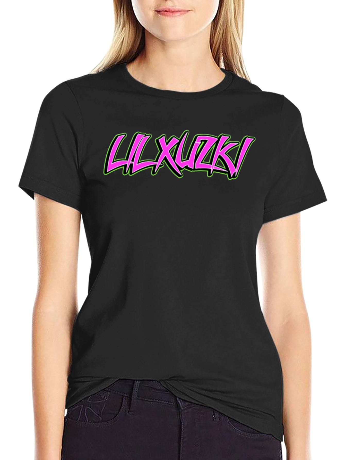 Lil Xuzki Graphic Tee - Trendy Black Cotton T-Shirt