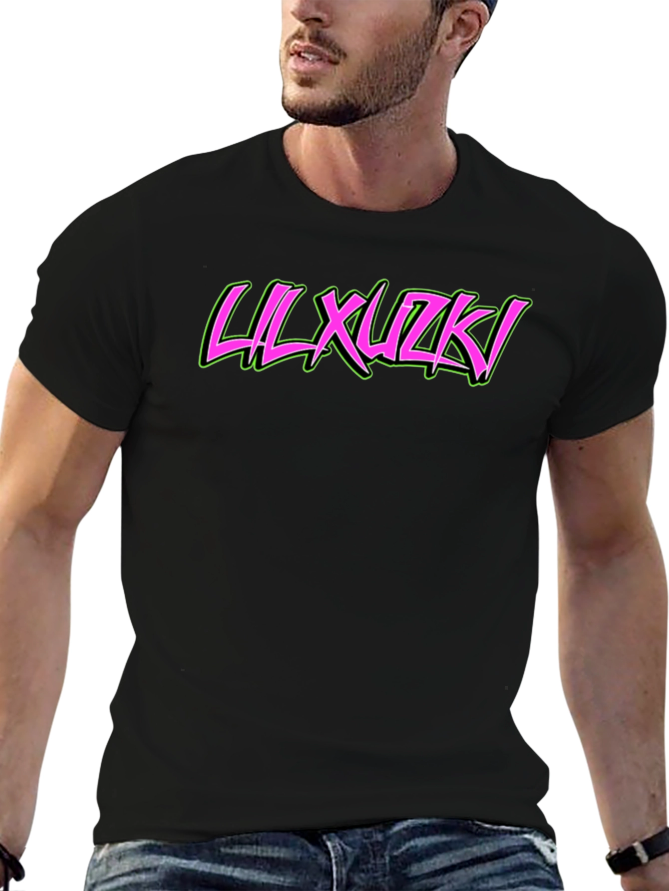 Lil Xuzki Graphic Tee - Trendy Black Cotton T-Shirt