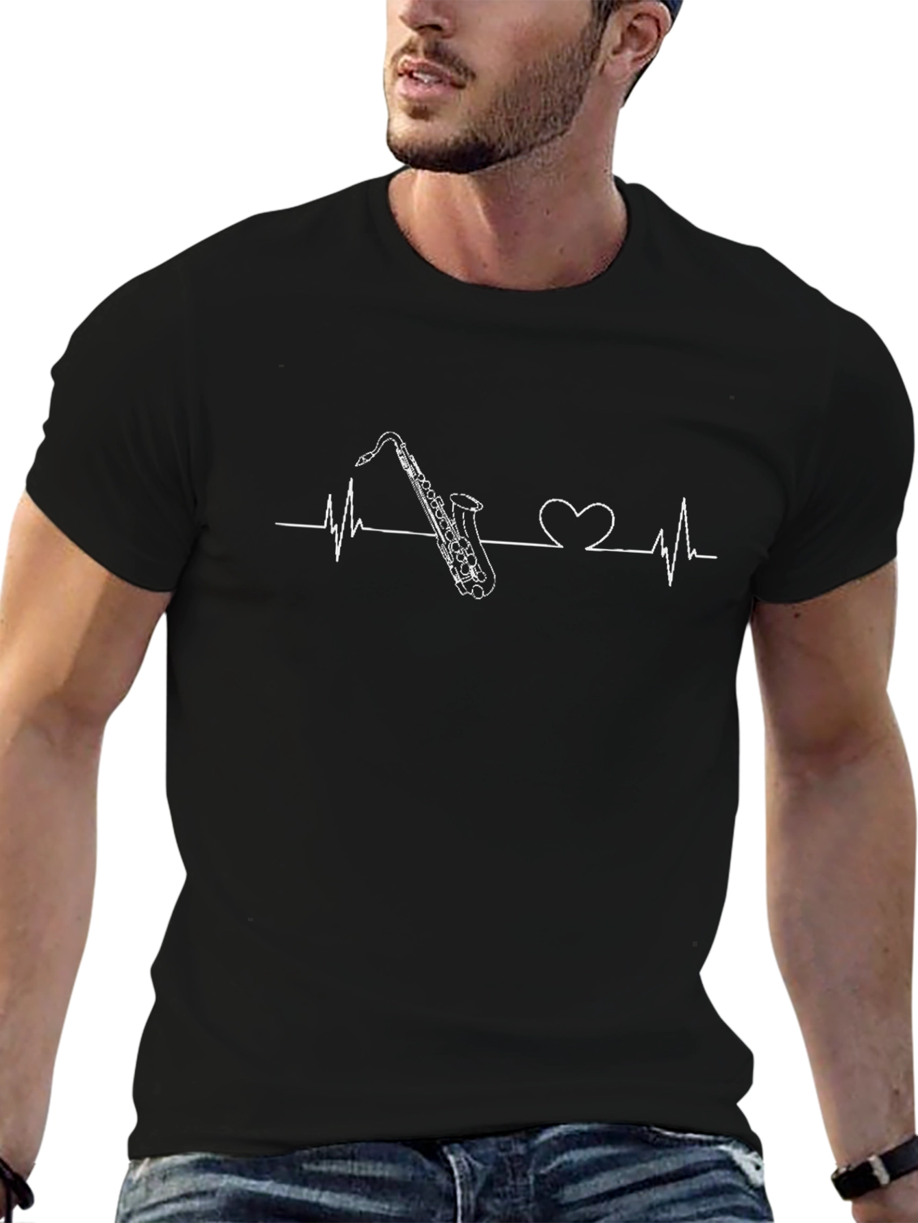 Saxophone Heartbeat Graphic Tee
