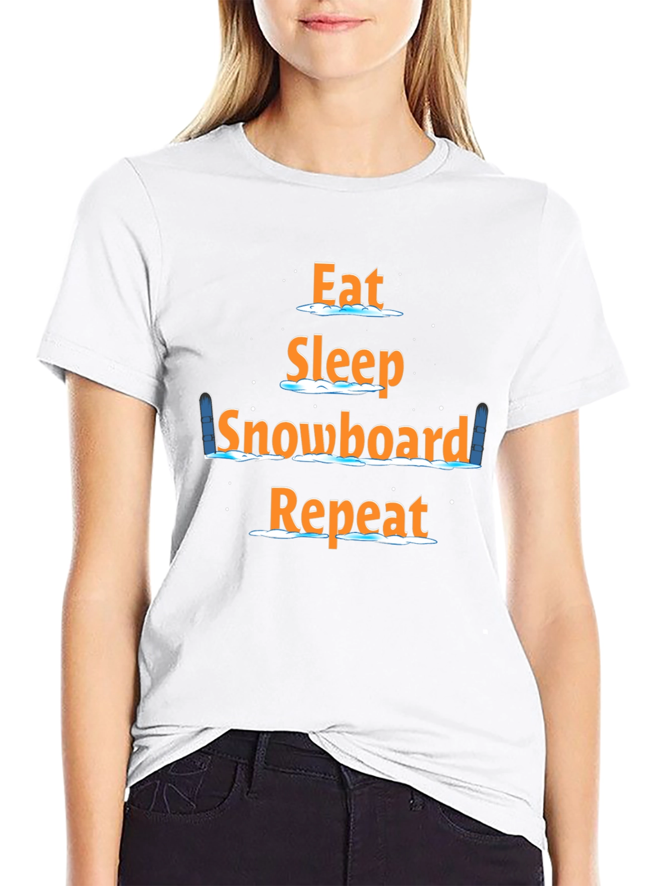 Eat Sleep Snowboard Repeat Black T-Shirt