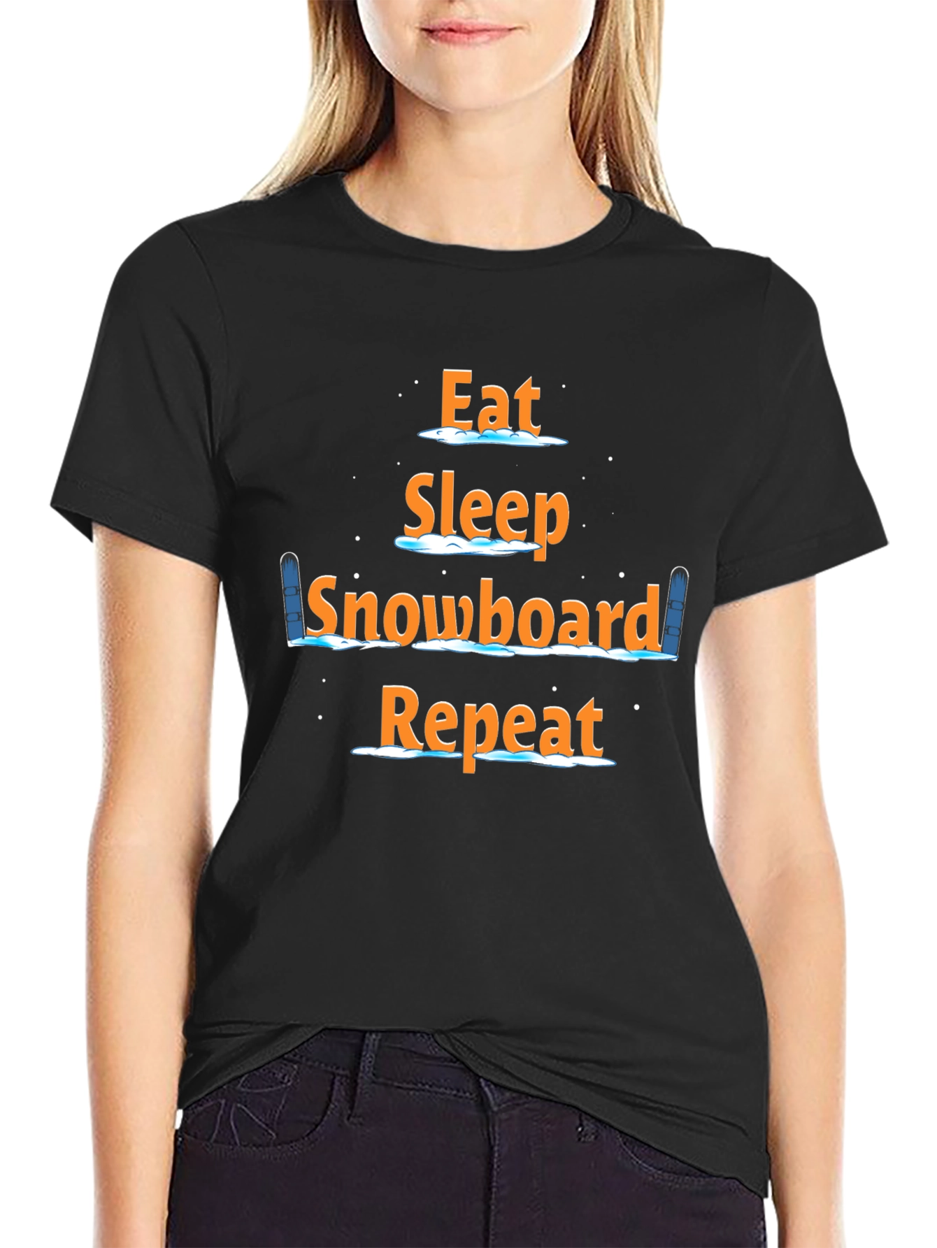 Eat Sleep Snowboard Repeat Black T-Shirt