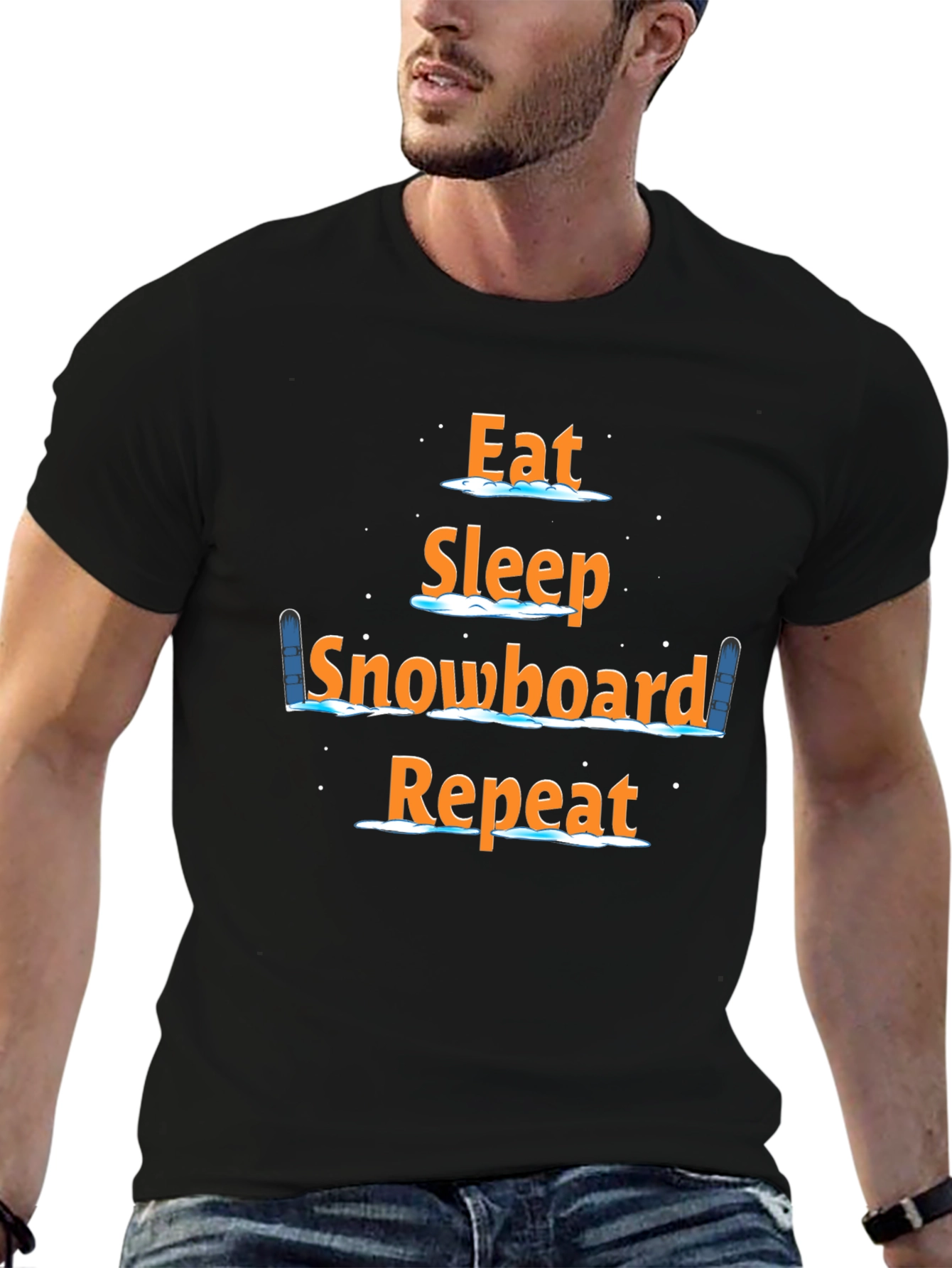 Eat Sleep Snowboard Repeat Black T-Shirt