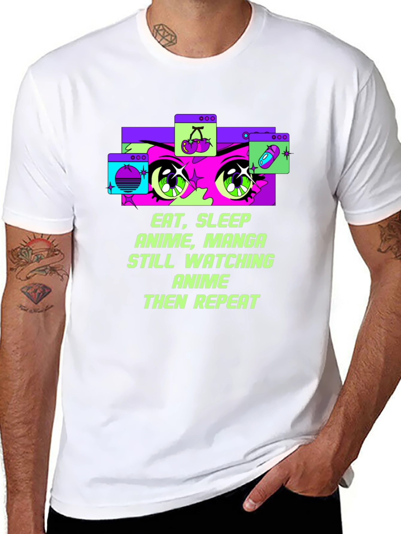 Eat Sleep Anime Repeat Black T-Shirt