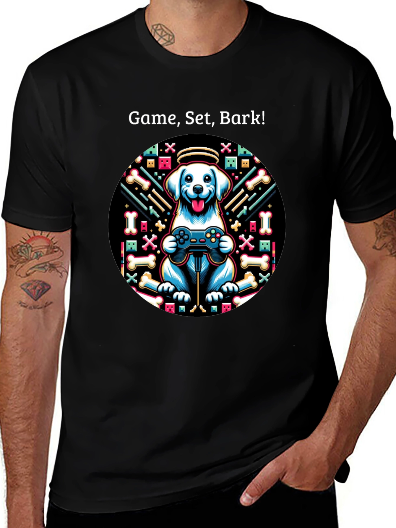 Game Set Bark! Dog Gamer T-Shirt