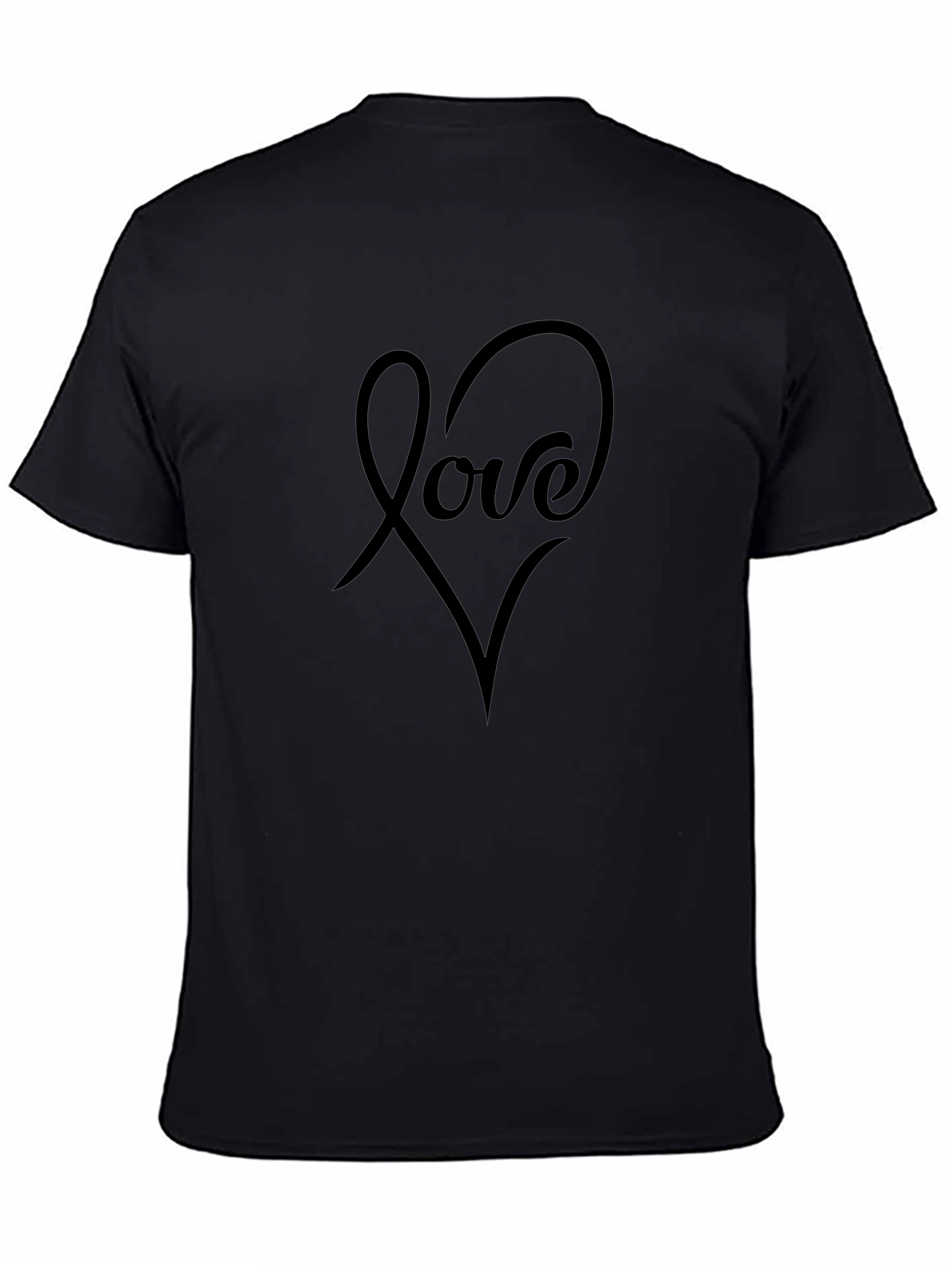 Love Heart Graphic Tee - Black Casual T-Shirt