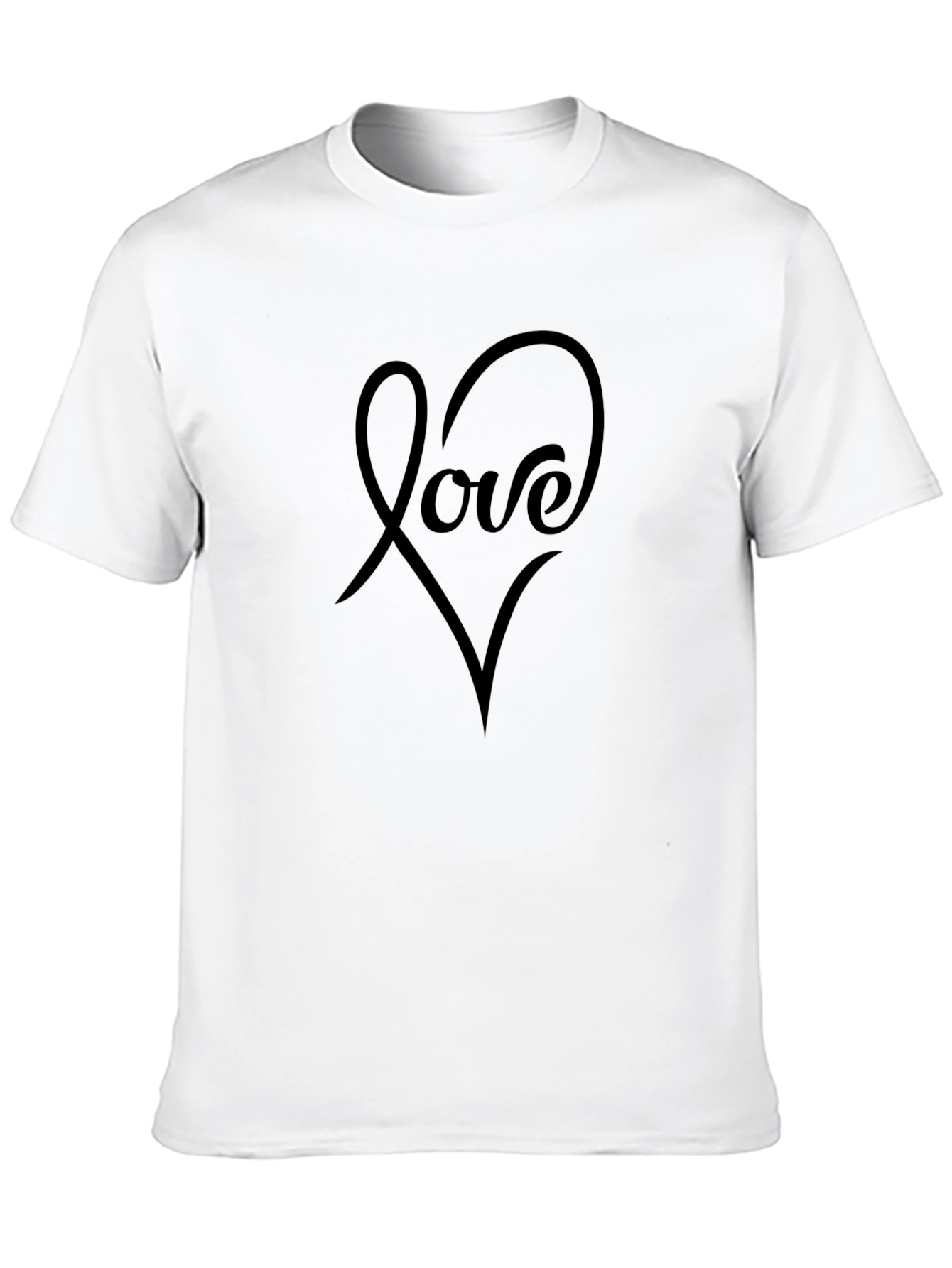 Love Heart Graphic Tee - Black Casual T-Shirt