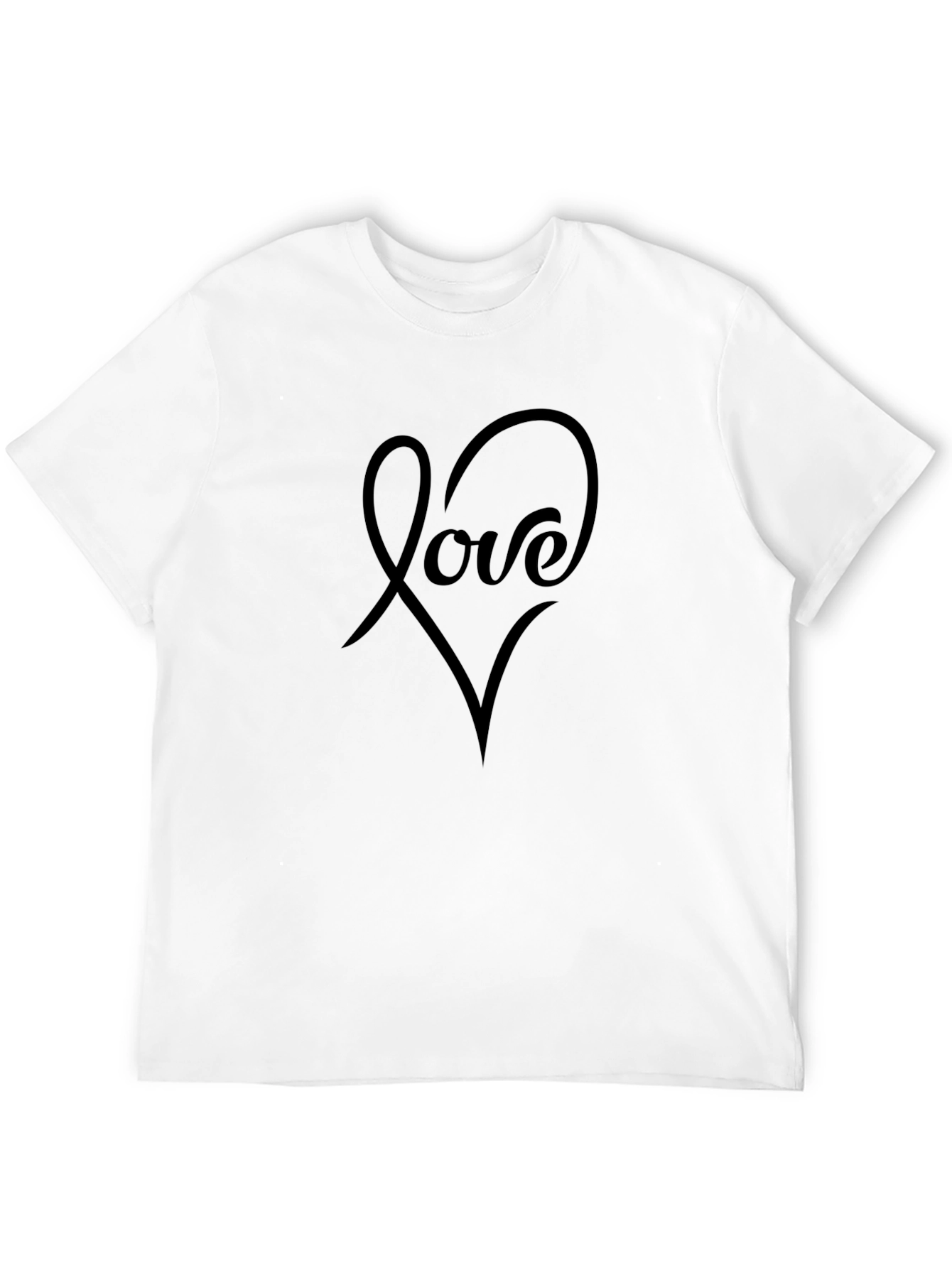 Love Heart Graphic Tee - Black Casual T-Shirt