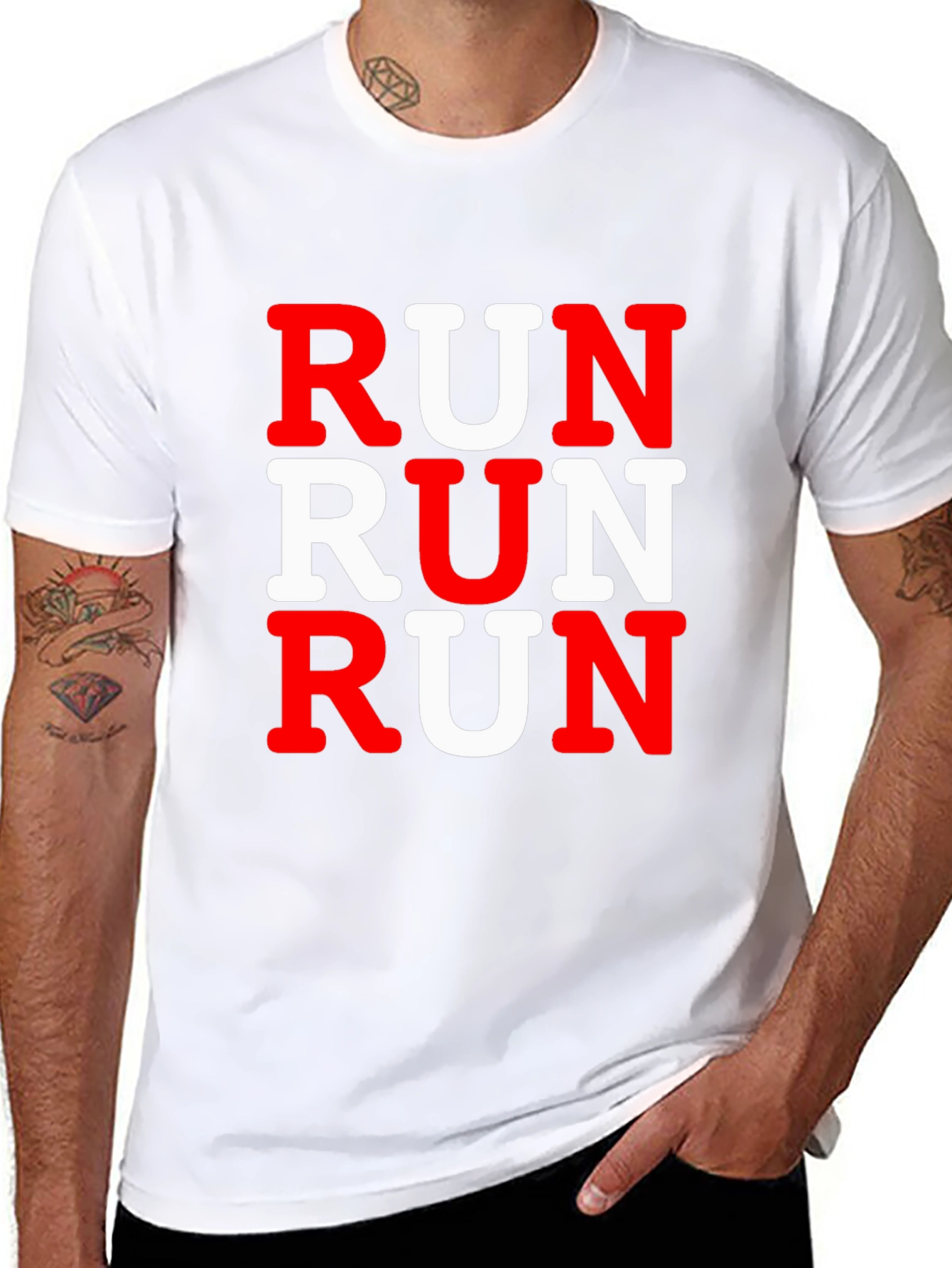 Run Graphic Print Mens Black T-Shirt