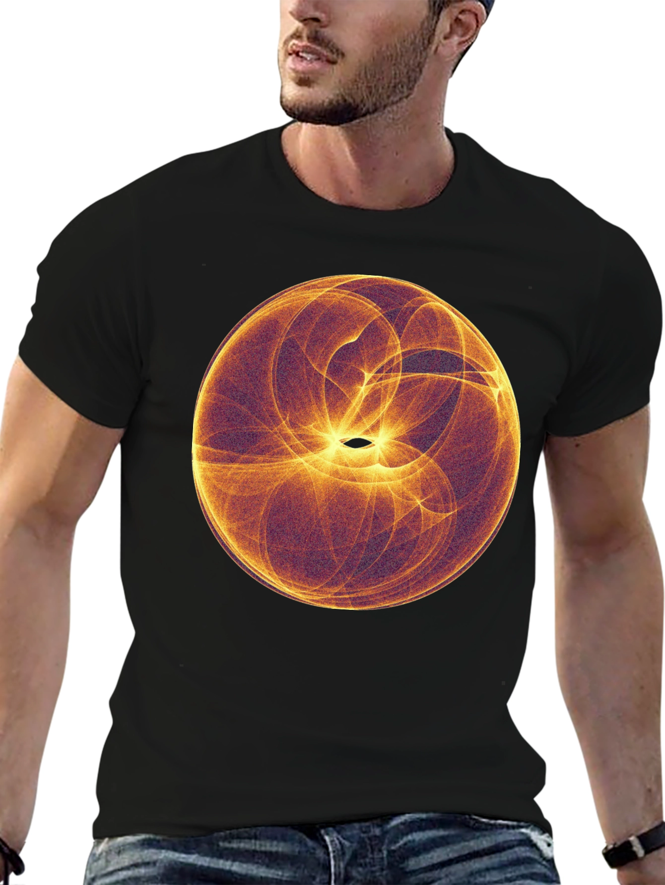 Abstract Orb Graphic Black T-Shirt