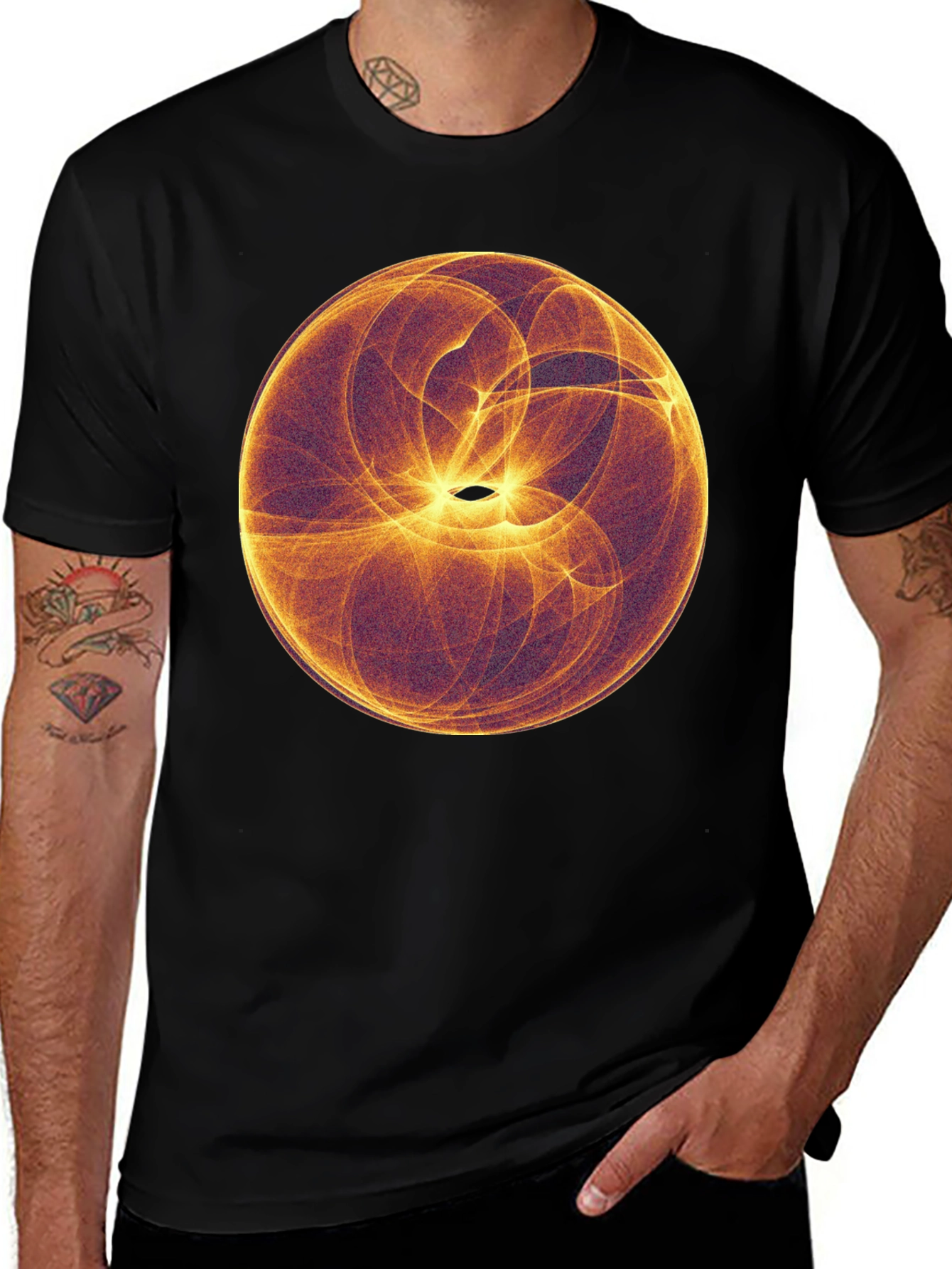 Abstract Orb Graphic Black T-Shirt