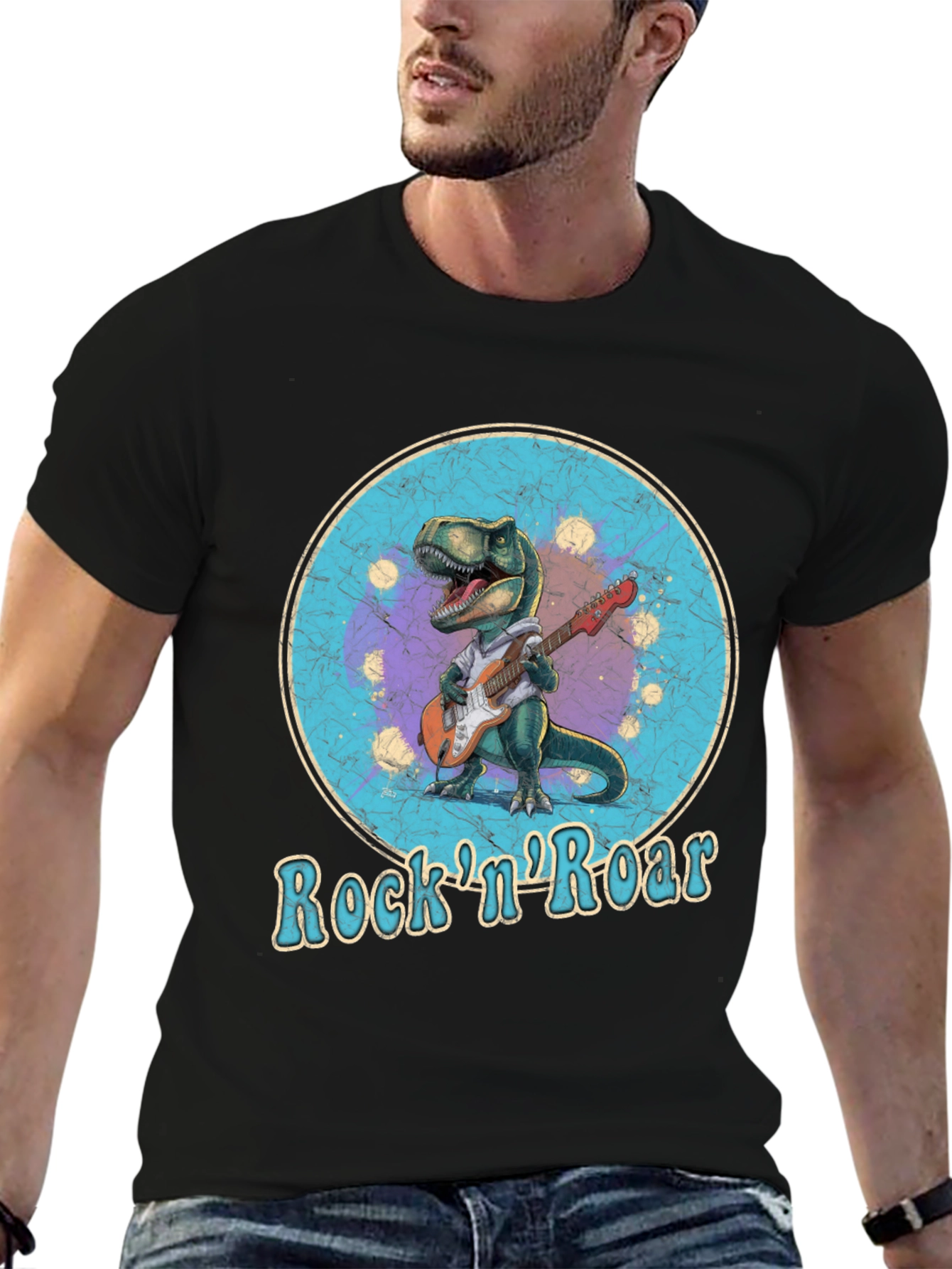 Rock n Roar Dinosaur Graphic T-Shirt