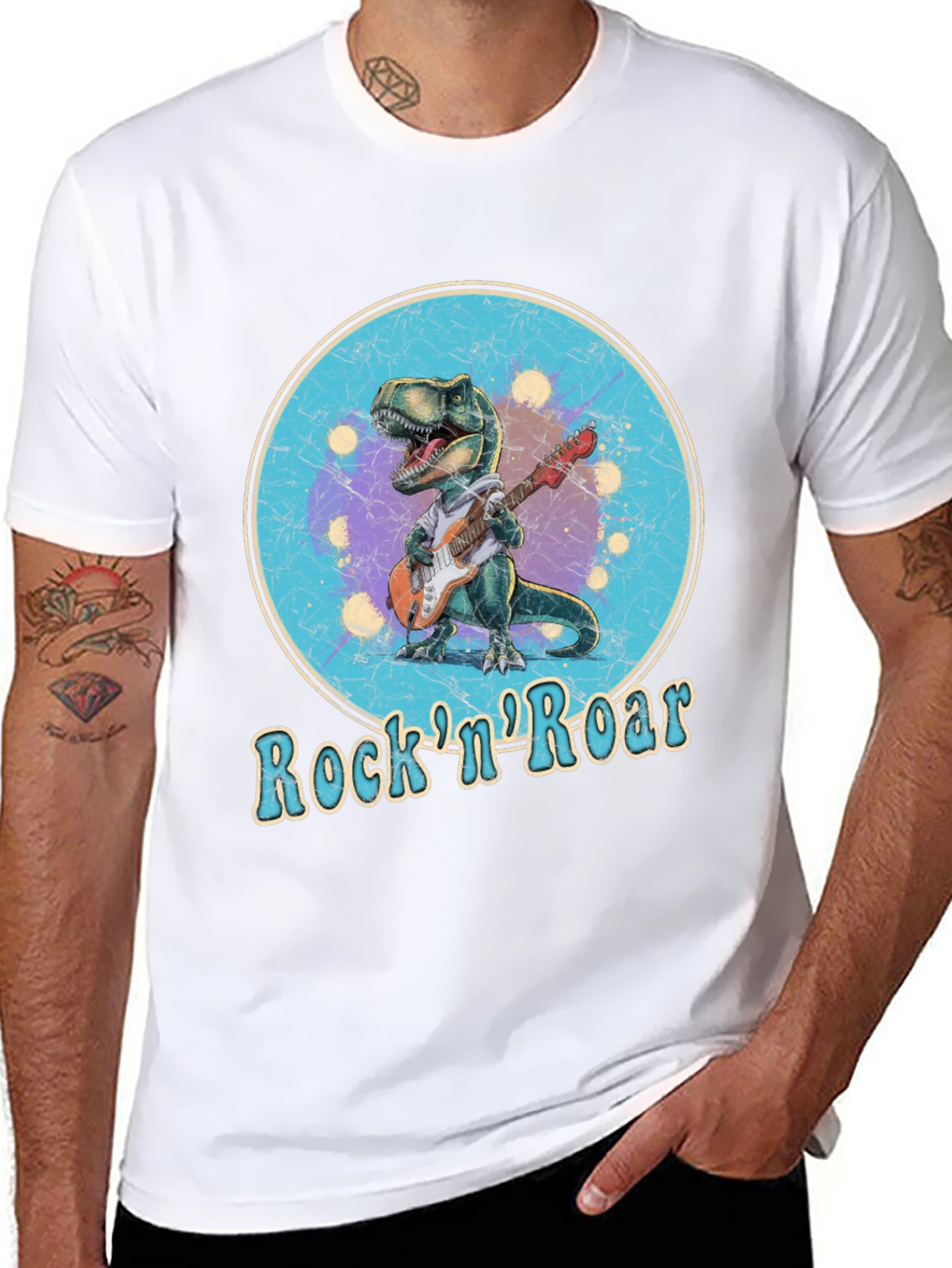 Rock n Roar Dinosaur Graphic T-Shirt