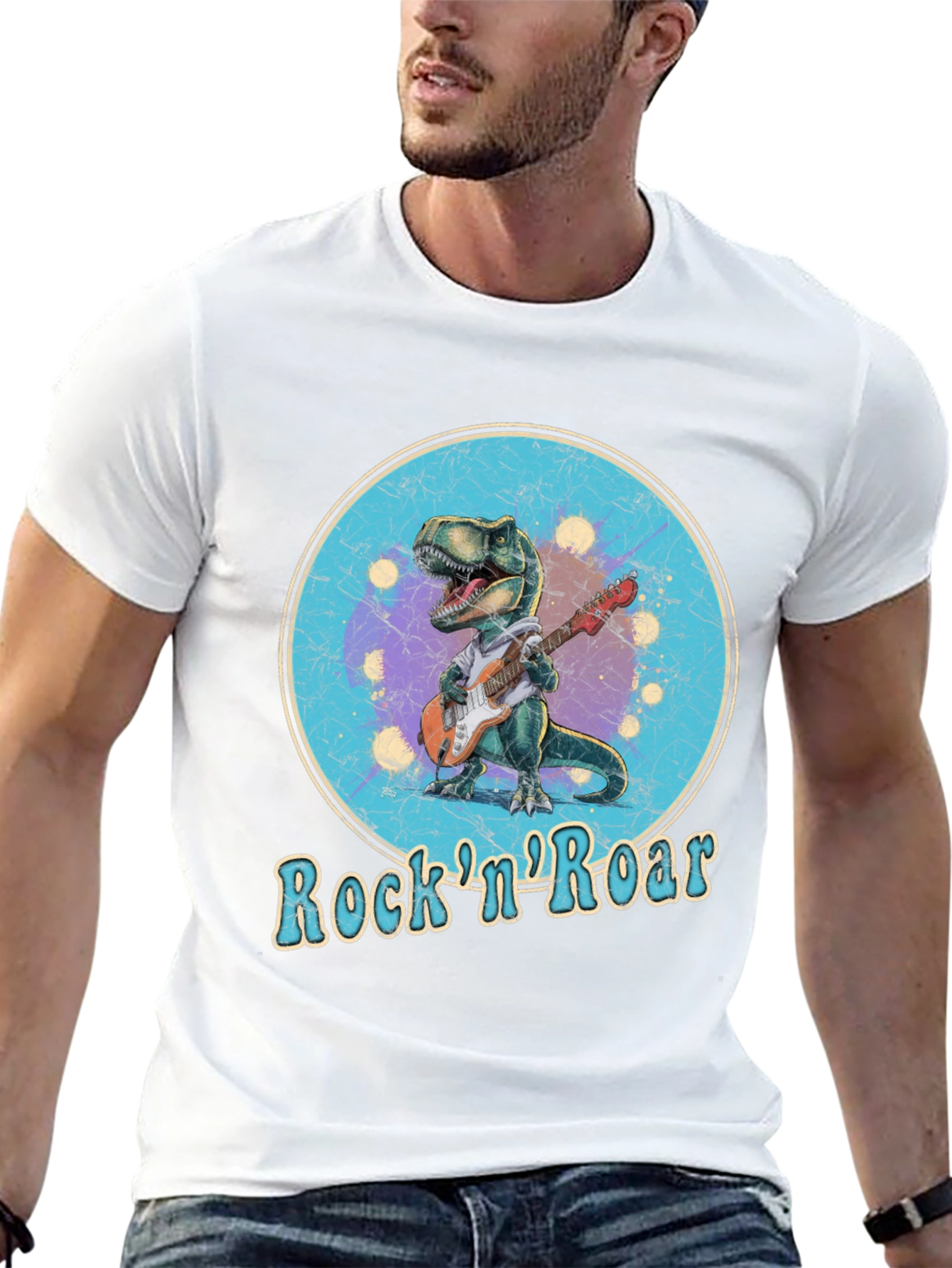 Rock n Roar Dinosaur Graphic T-Shirt