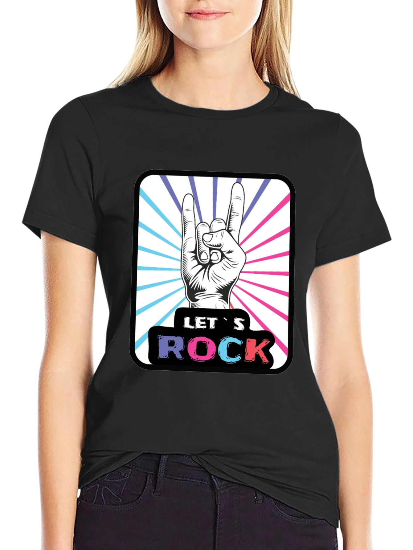 Lets Rock Hand Gesture Graphic Tee