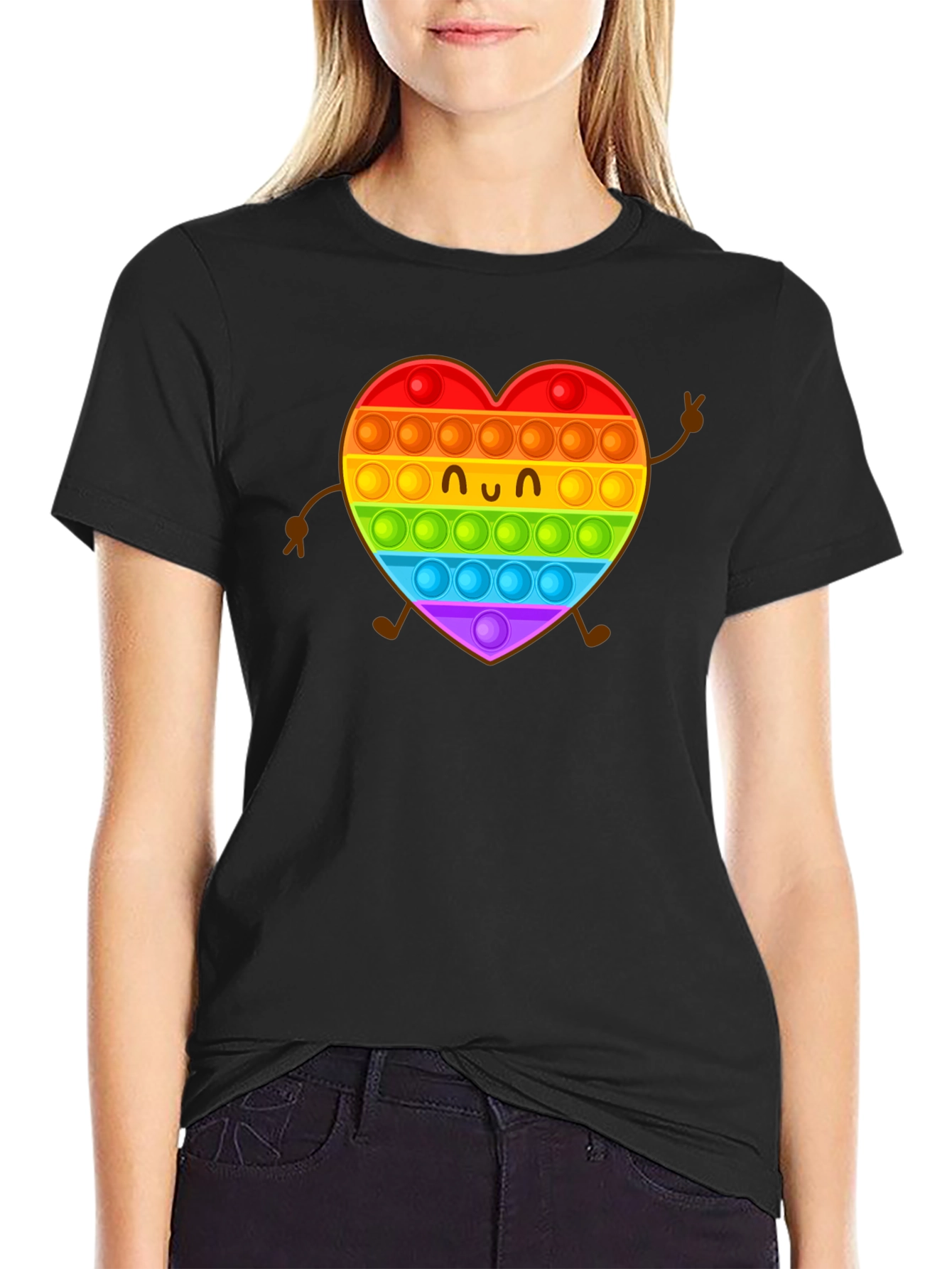 Rainbow Heart Pop It Graphic Tee