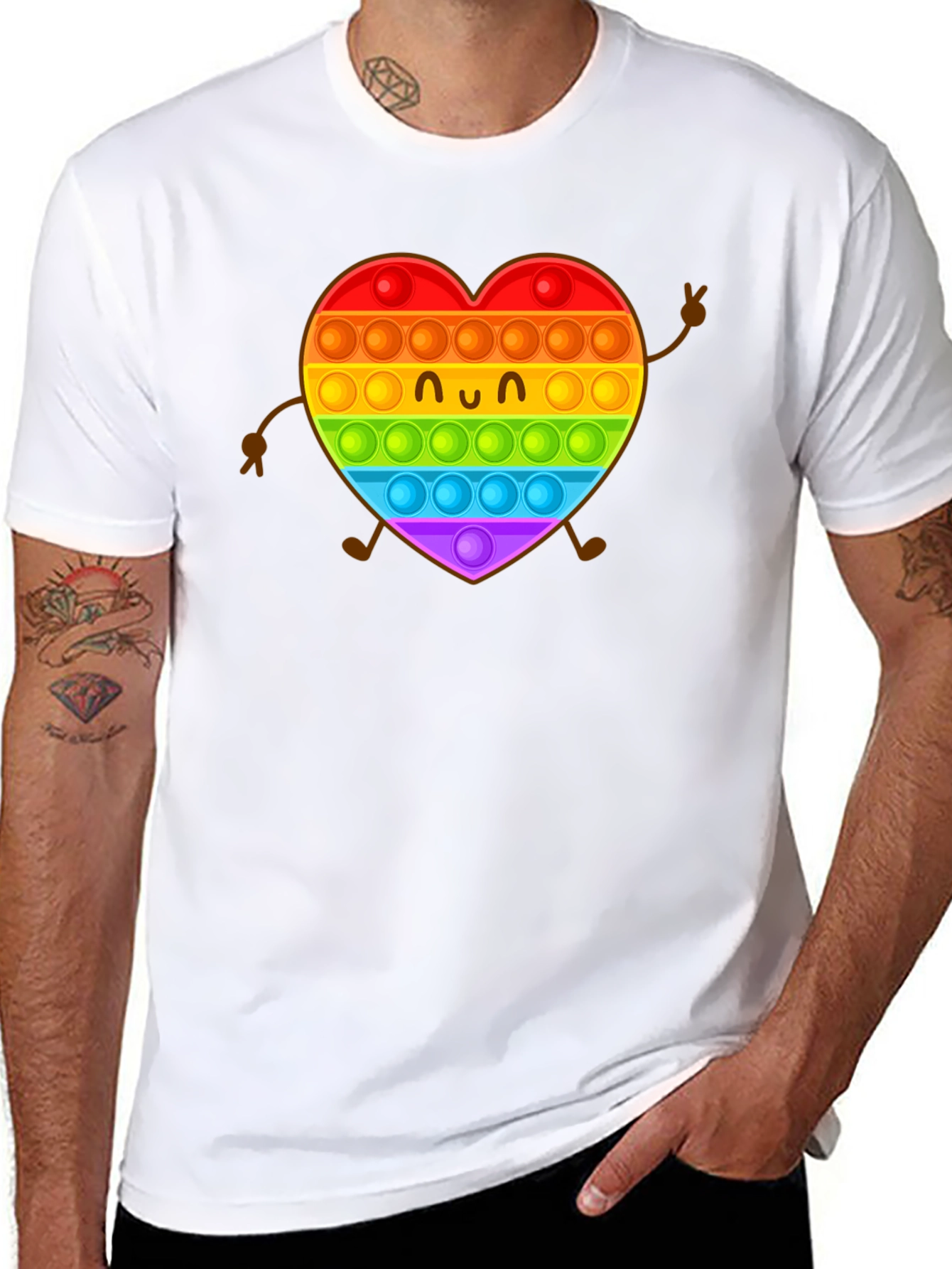 Rainbow Heart Pop It Graphic Tee