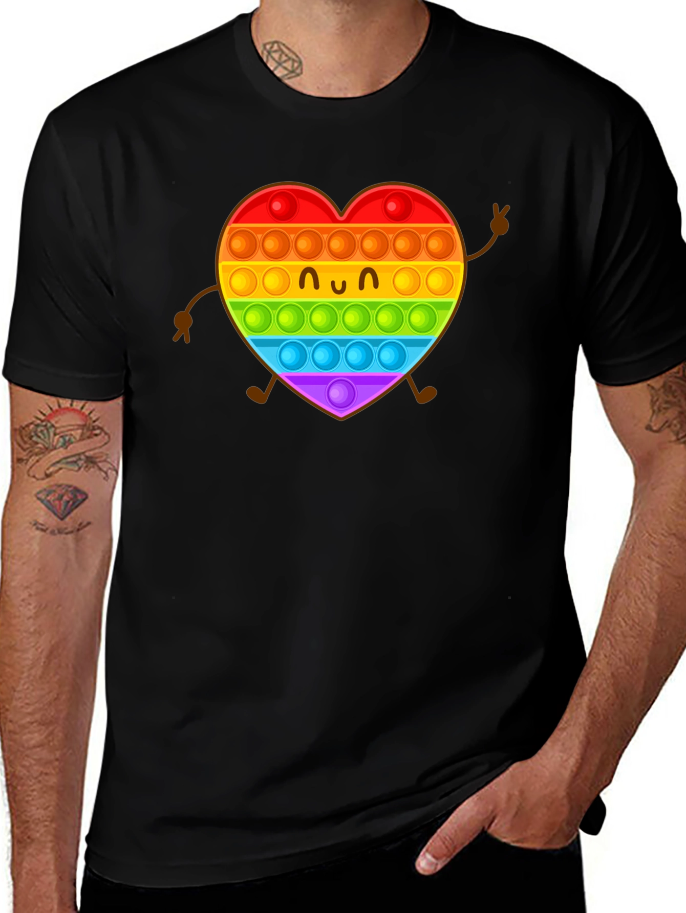 Rainbow Heart Pop It Graphic Tee