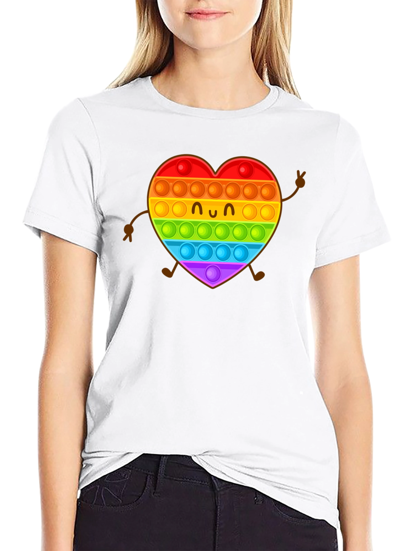 Rainbow Heart Pop It Graphic Tee