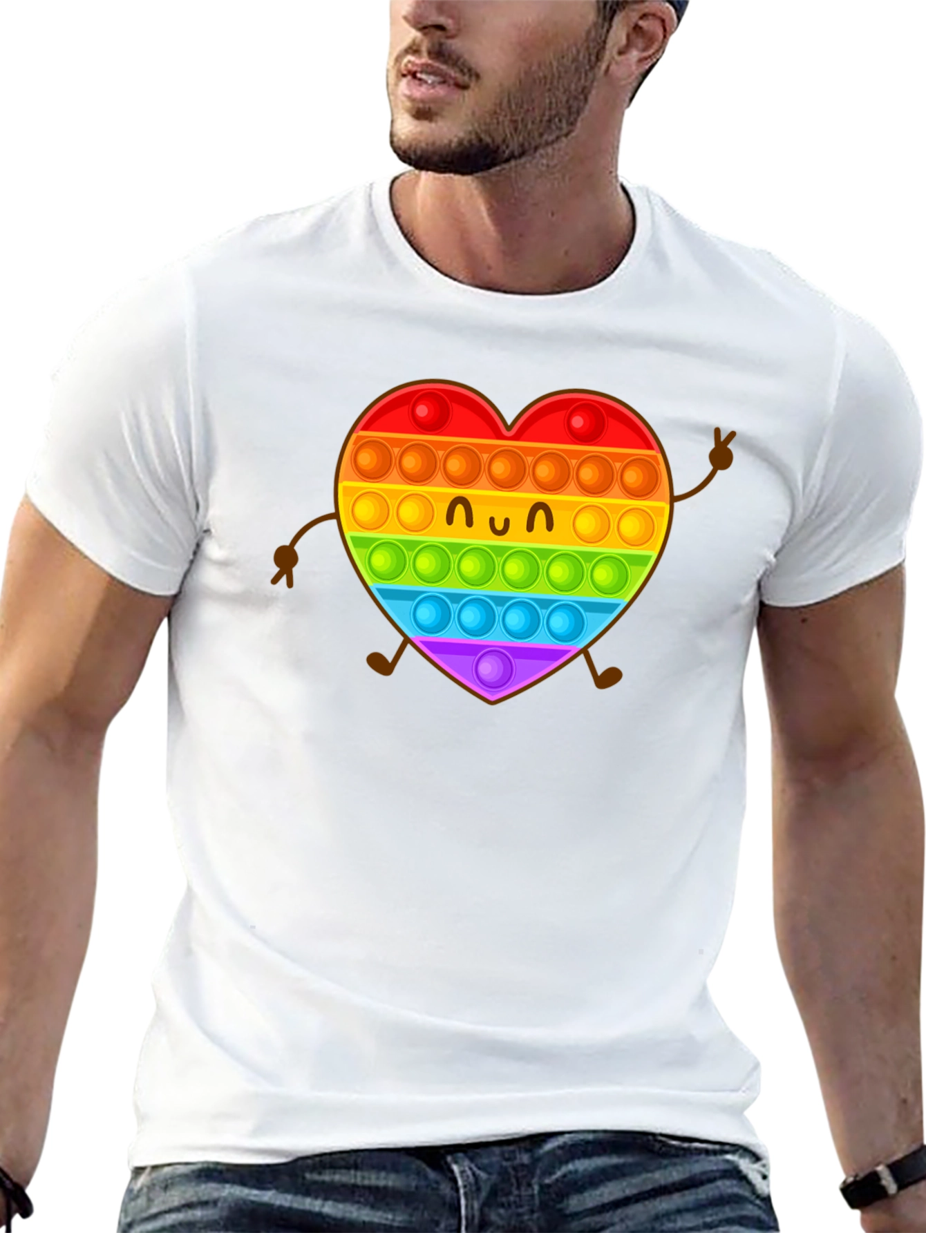 Rainbow Heart Pop It Graphic Tee