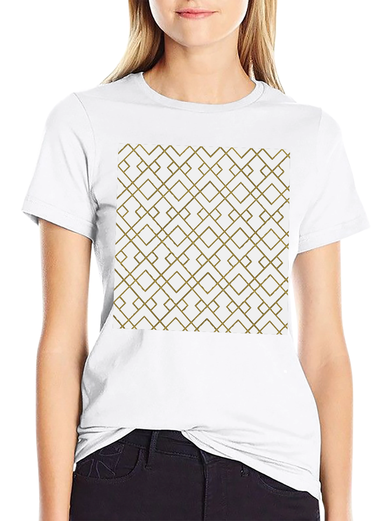 Geometric Patterned Tee - Modern Black T-Shirt