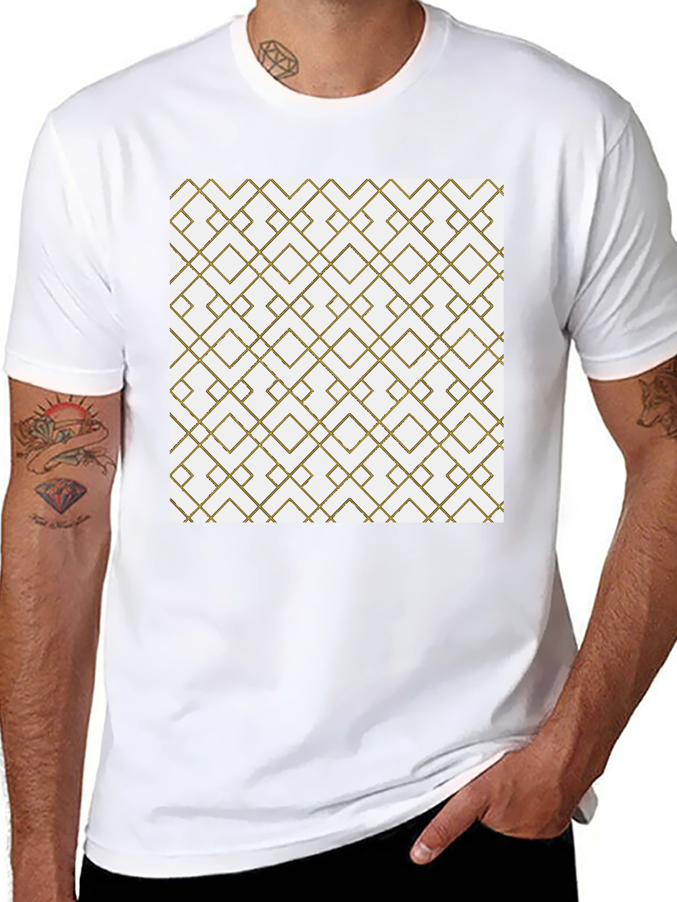 Geometric Patterned Tee - Modern Black T-Shirt