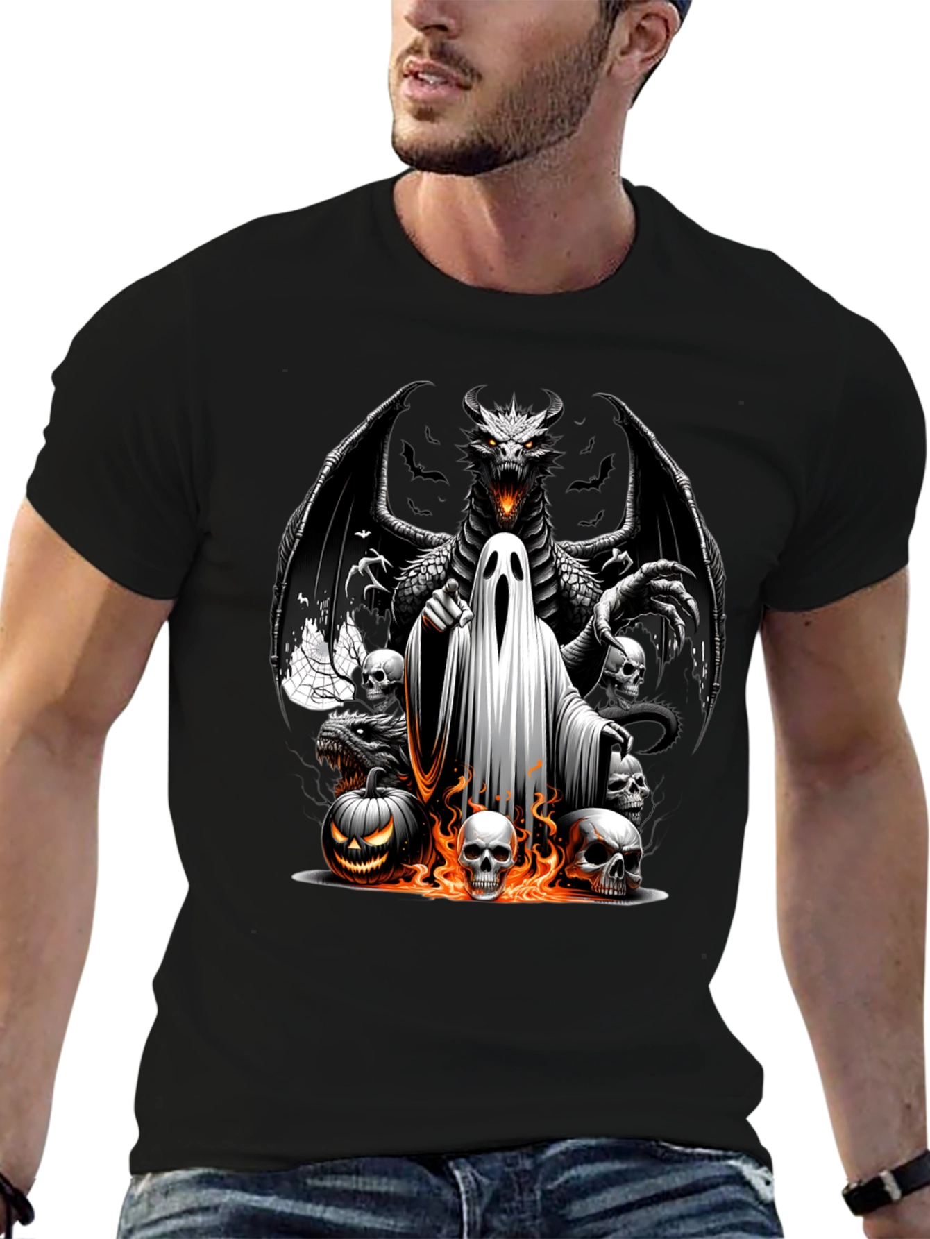 Halloween Dragon Ghost Graphic Tee