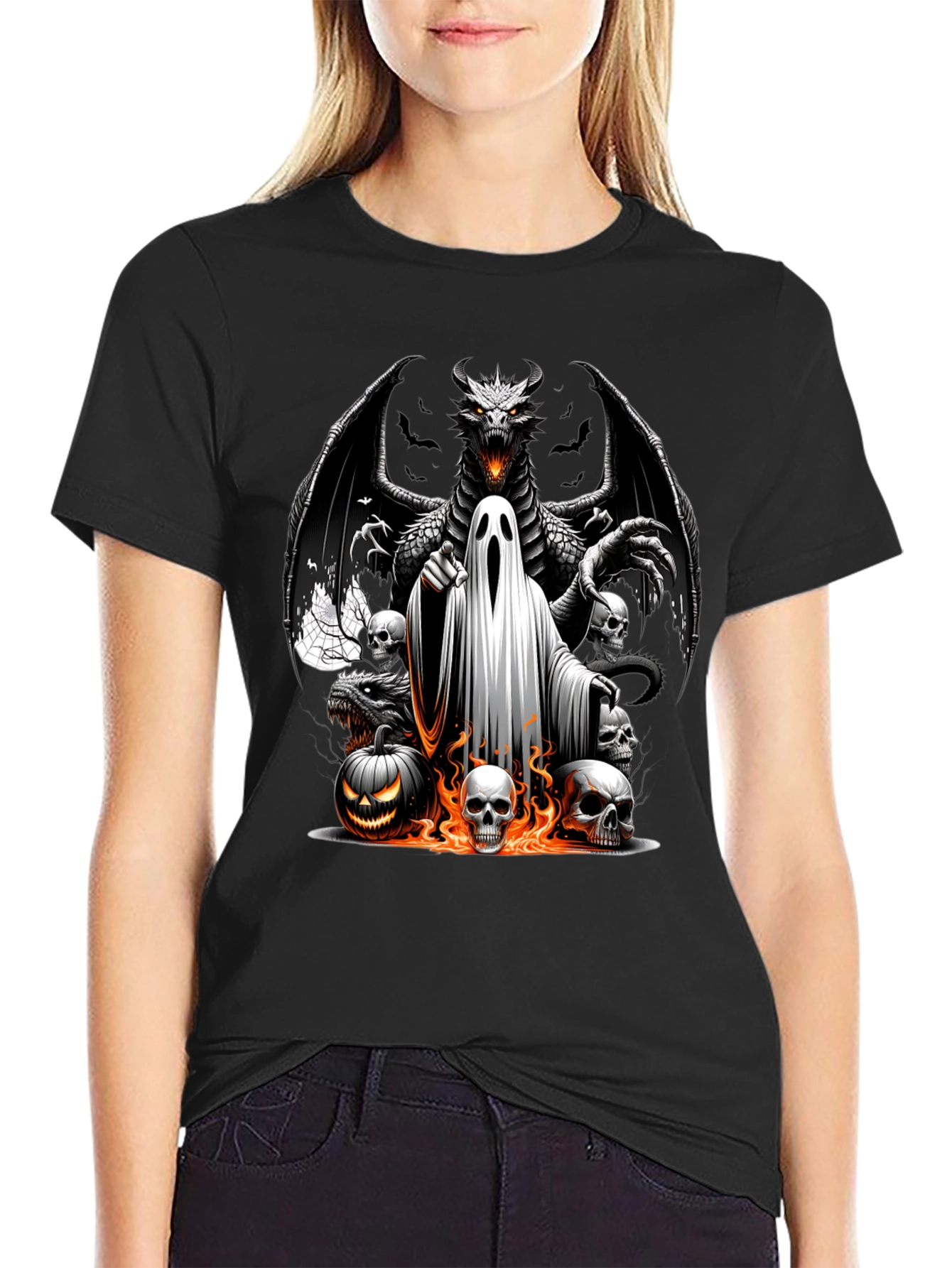 Halloween Dragon Ghost Graphic Tee