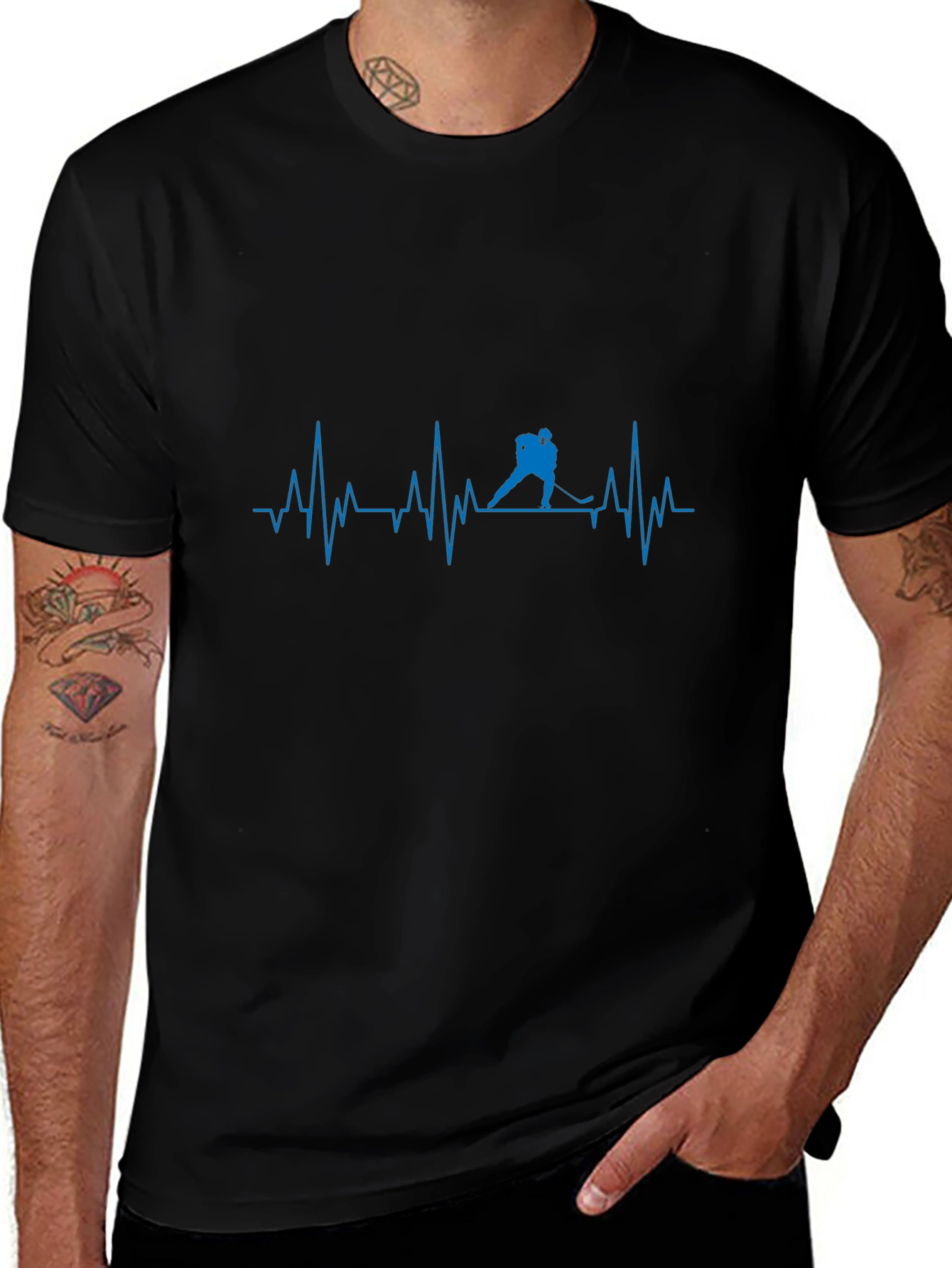 Hockey Heartbeat T-Shirt - Black Cotton Tee