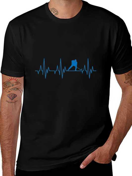 Hockey Heartbeat T-Shirt - Black Cotton Tee