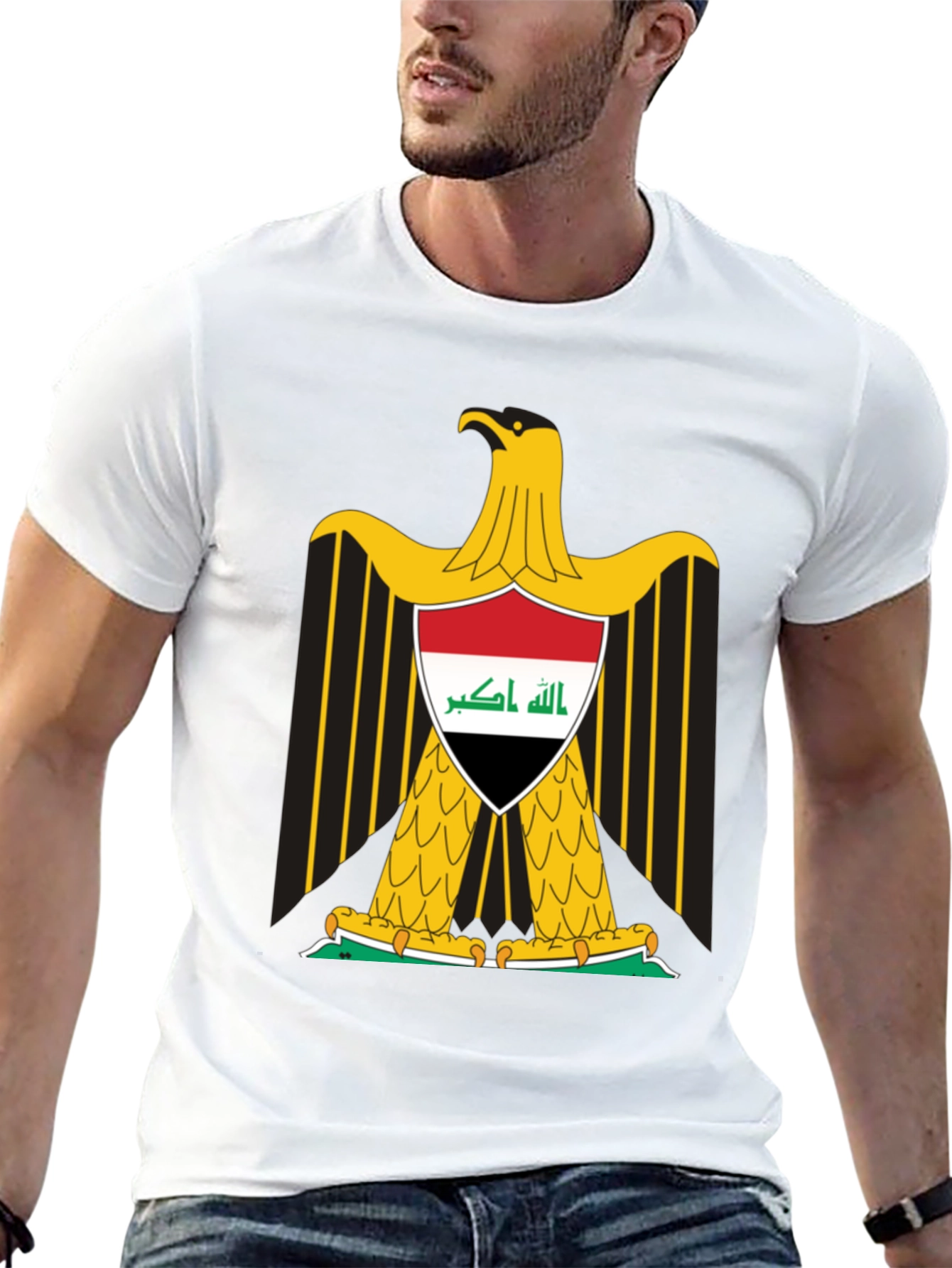 Iraq Flag Eagle Graphic Tee - Black