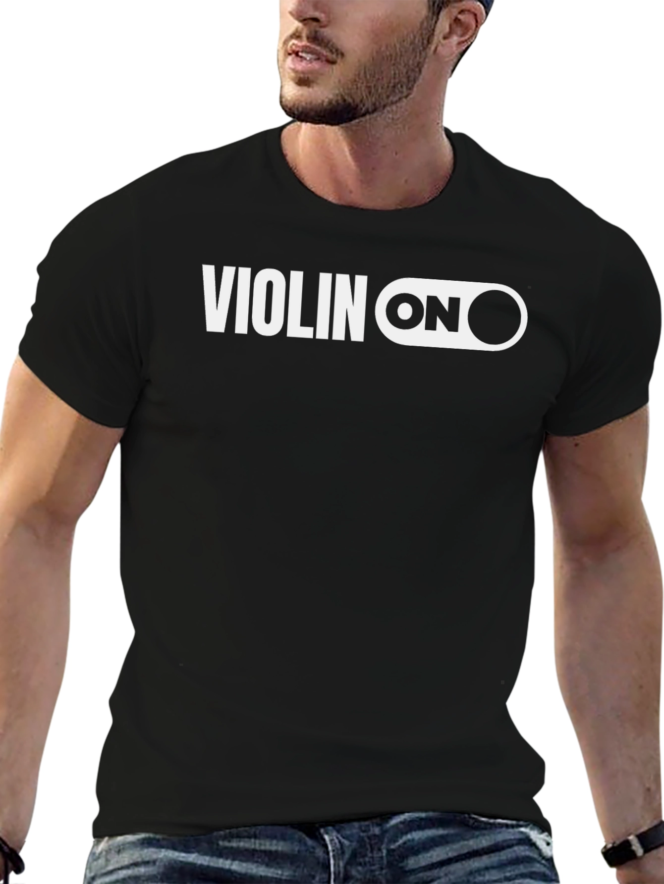 Violin ON Graphic Tee - Musicians Humor T-Shirt