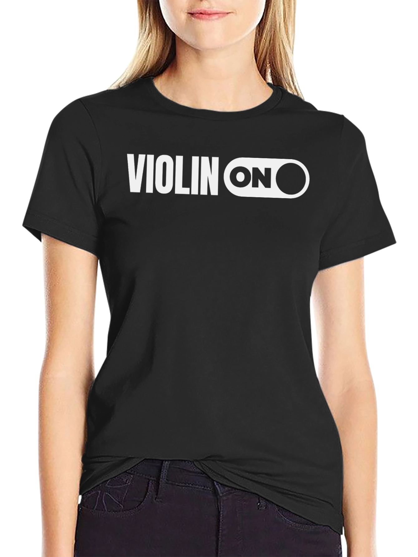 Violin ON Graphic Tee - Musicians Humor T-Shirt
