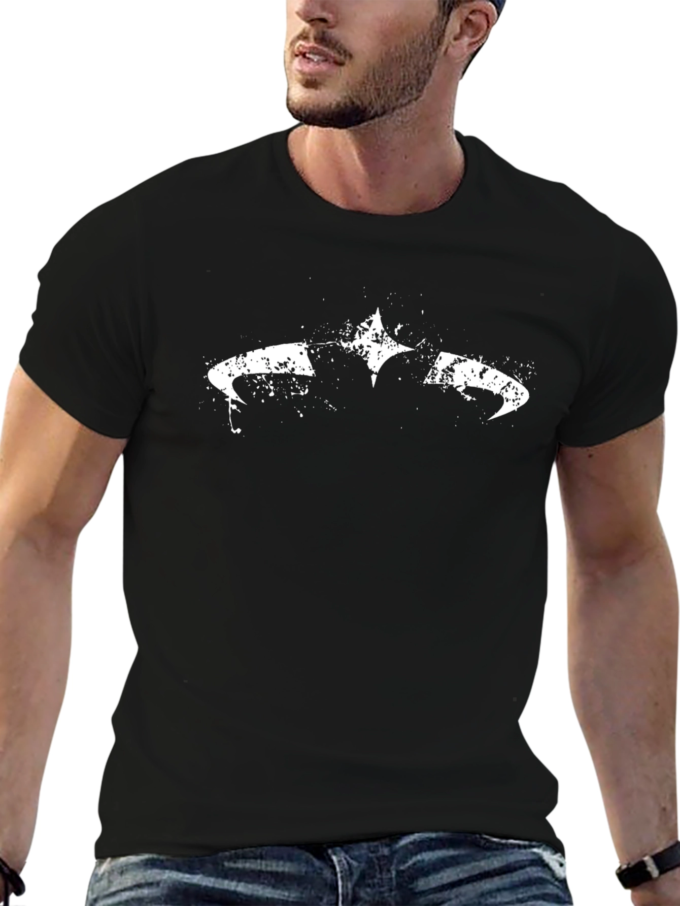 Distressed Batman Logo Black T-Shirt