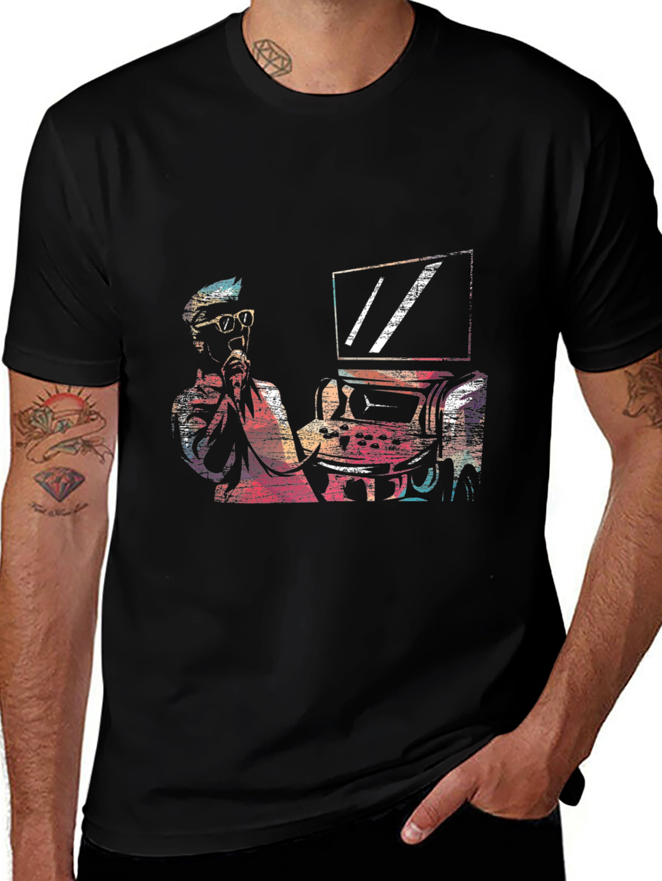 Retro Gamer Graphic Tee - Black Cotton T-Shirt
