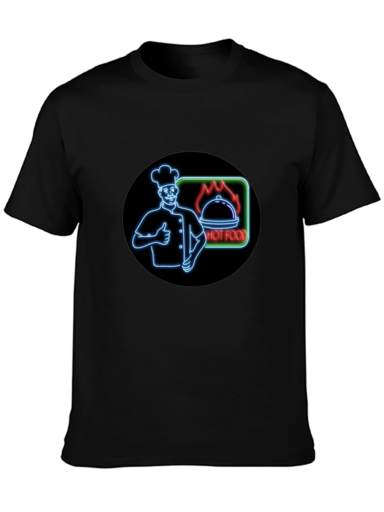 Hot Food Chef Graphic Black T-Shirt