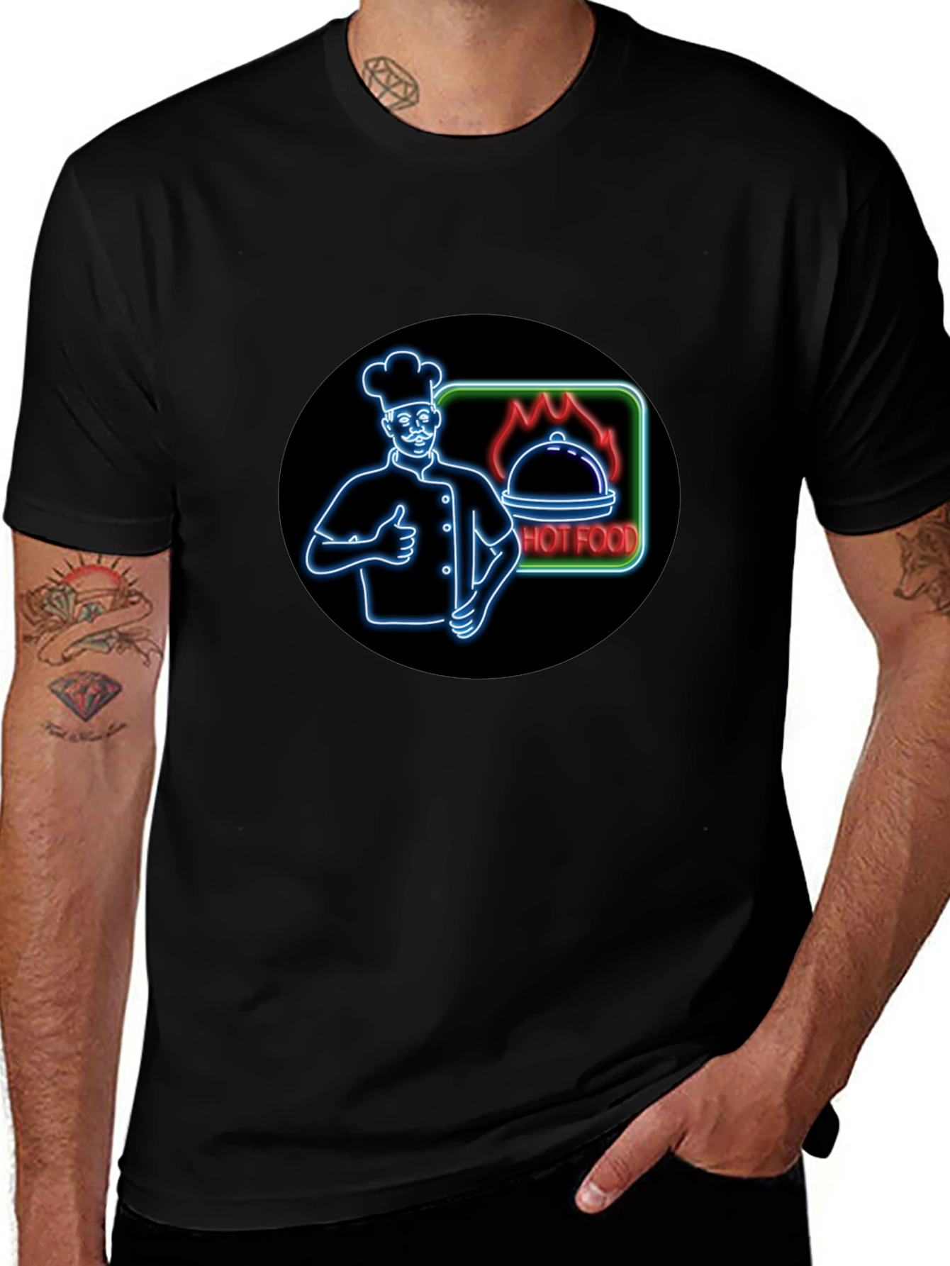 Hot Food Chef Graphic Black T-Shirt