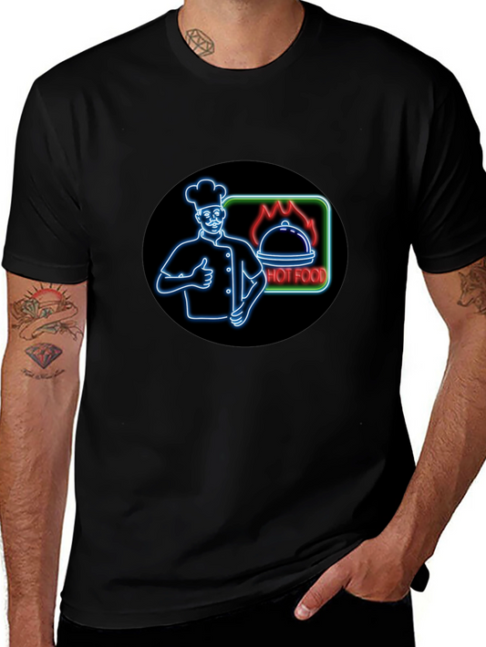 Hot Food Chef Graphic Black T-Shirt
