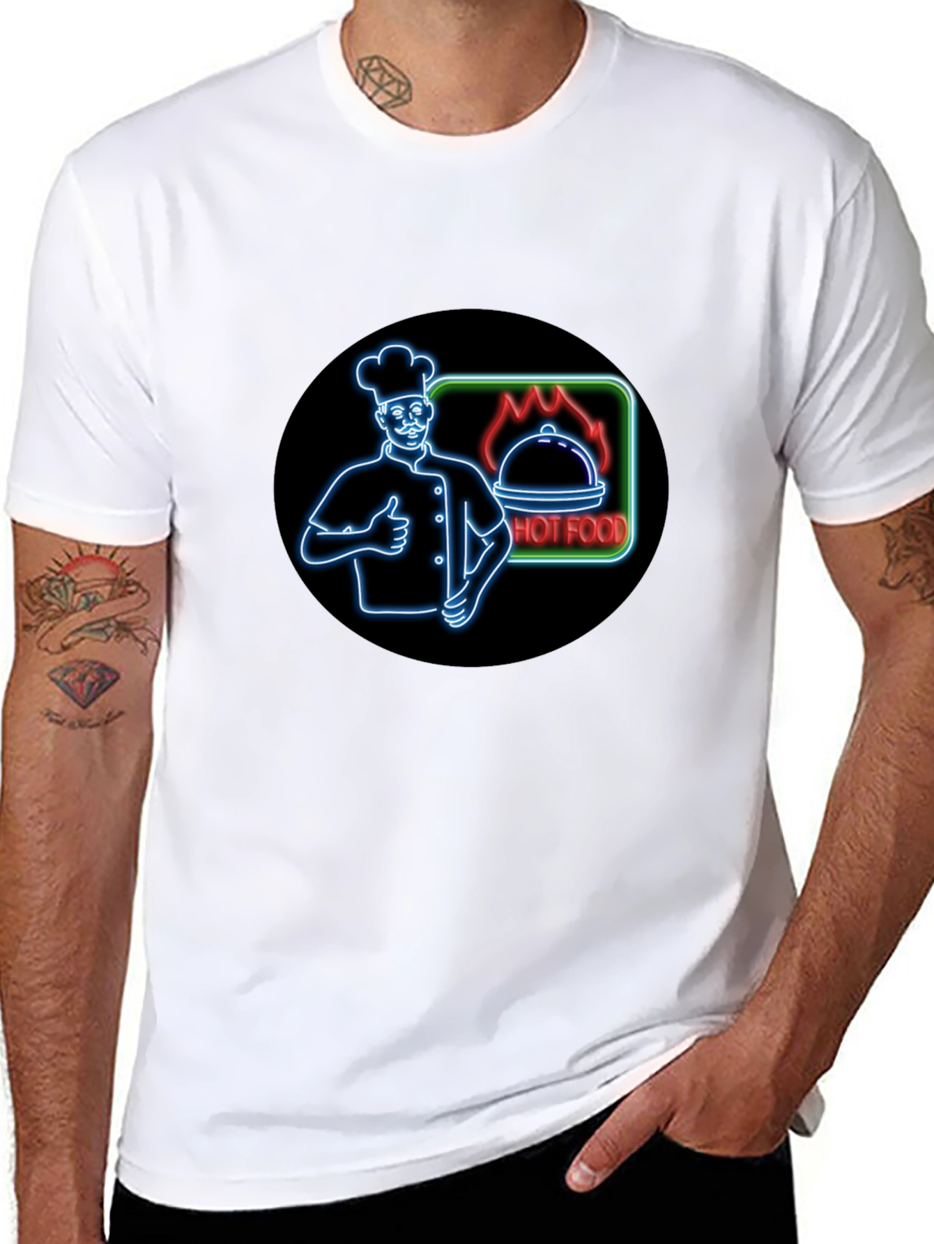 Hot Food Chef Graphic Black T-Shirt