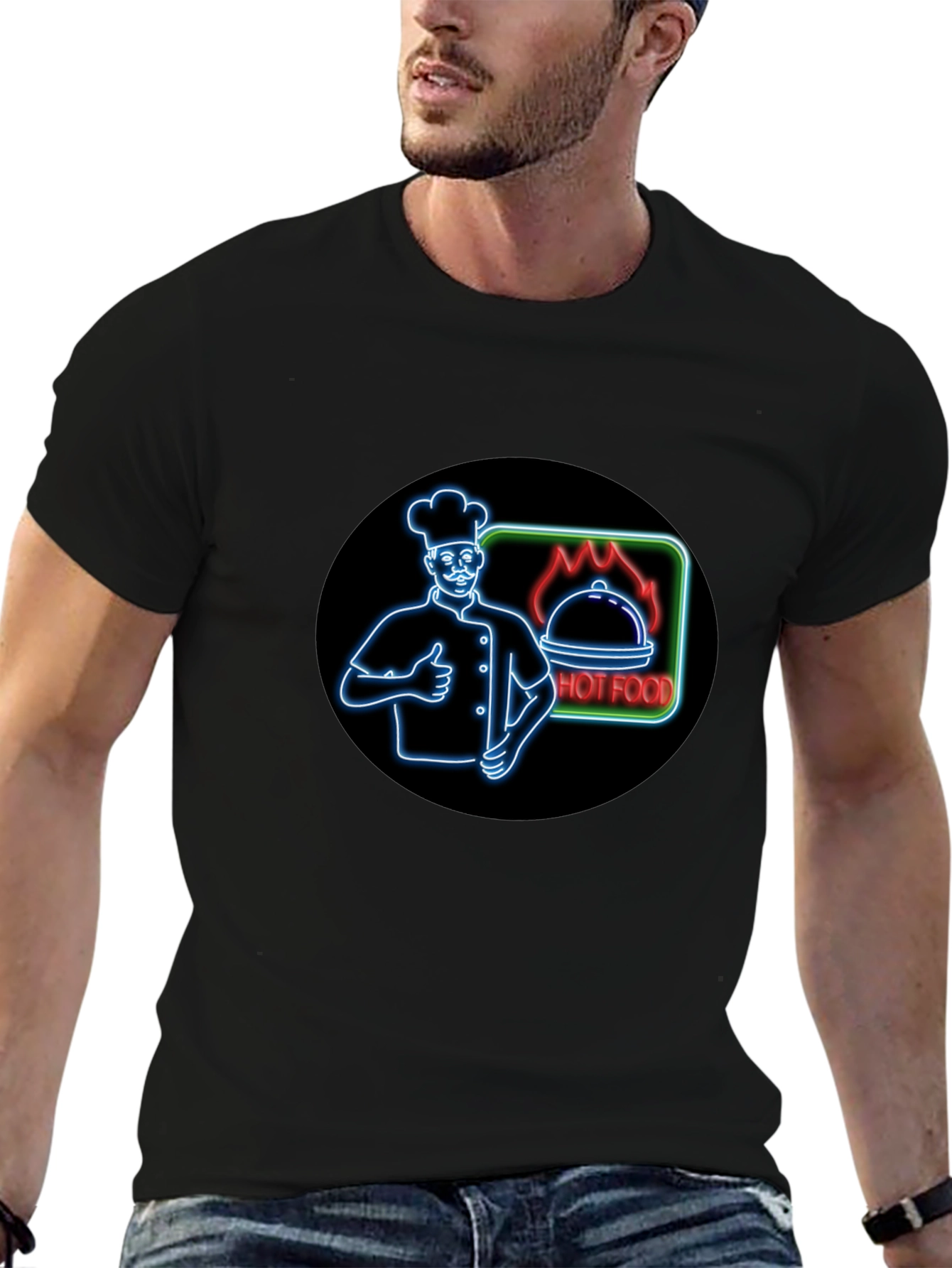 Hot Food Chef Graphic Black T-Shirt