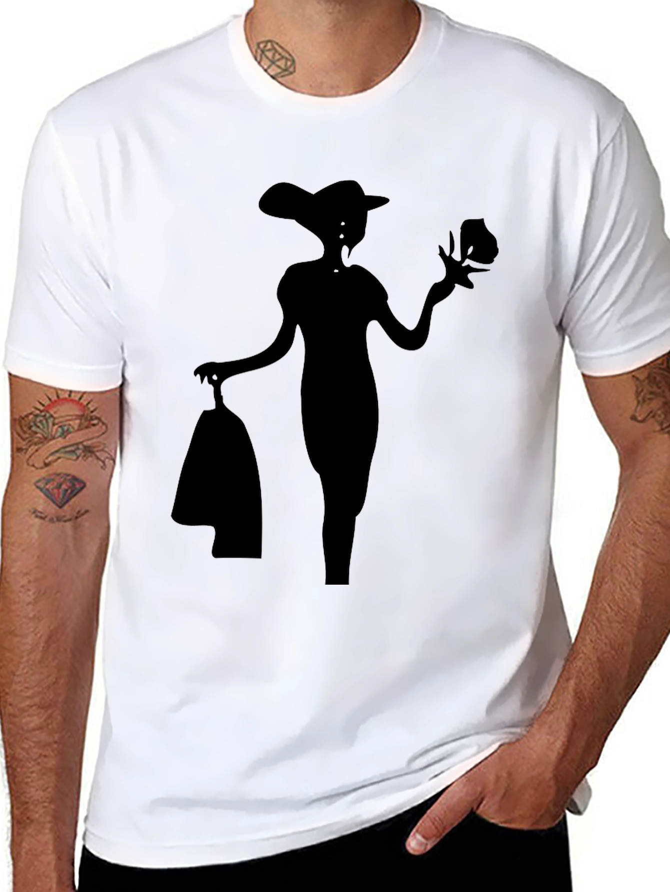 Silhouette Figure Graphic Black T-Shirt