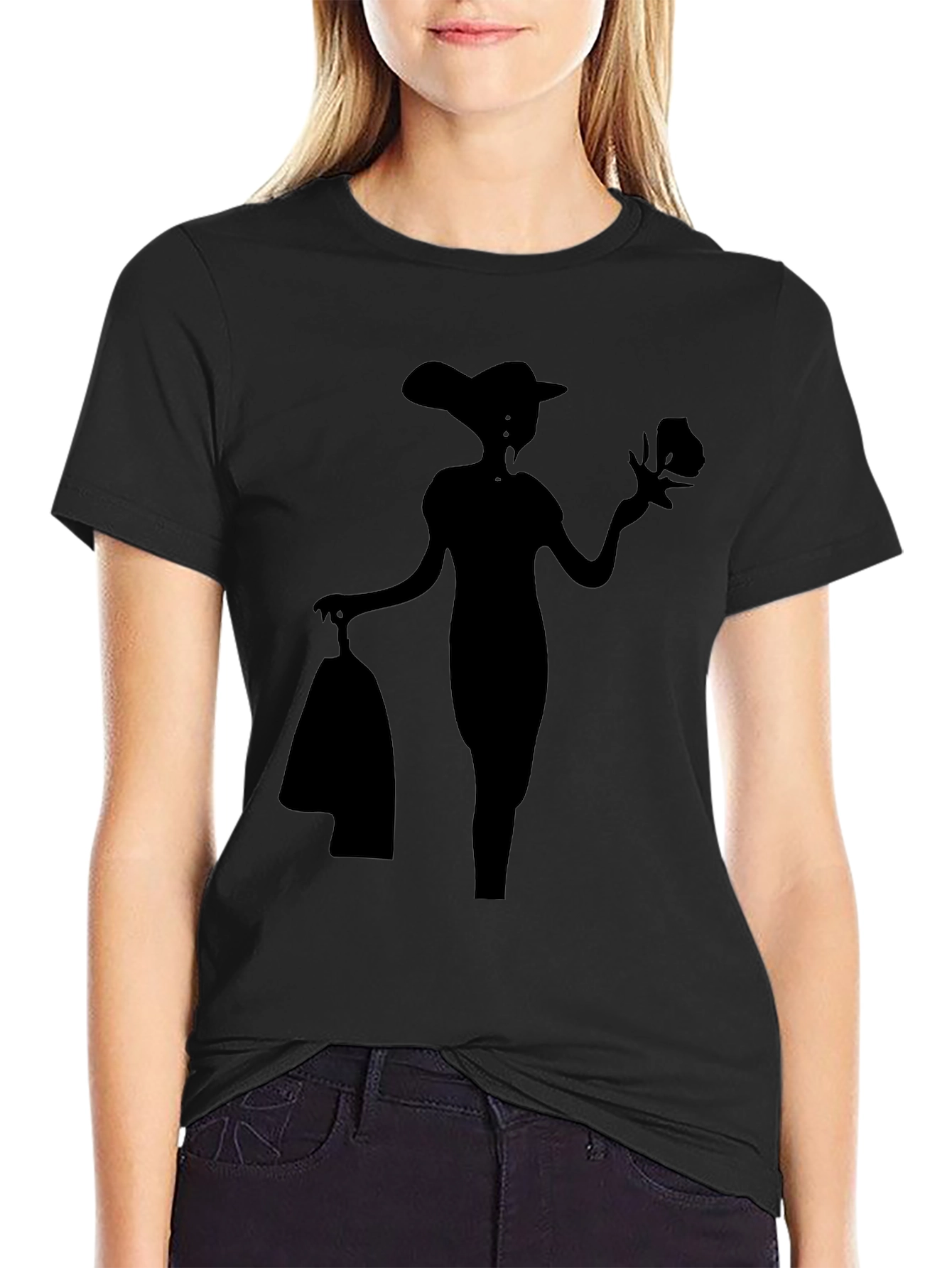 Silhouette Figure Graphic Black T-Shirt