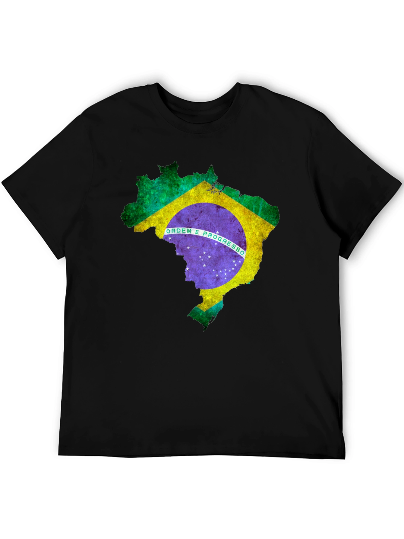 Brazil Flag Map Graphic T-Shirt - Black