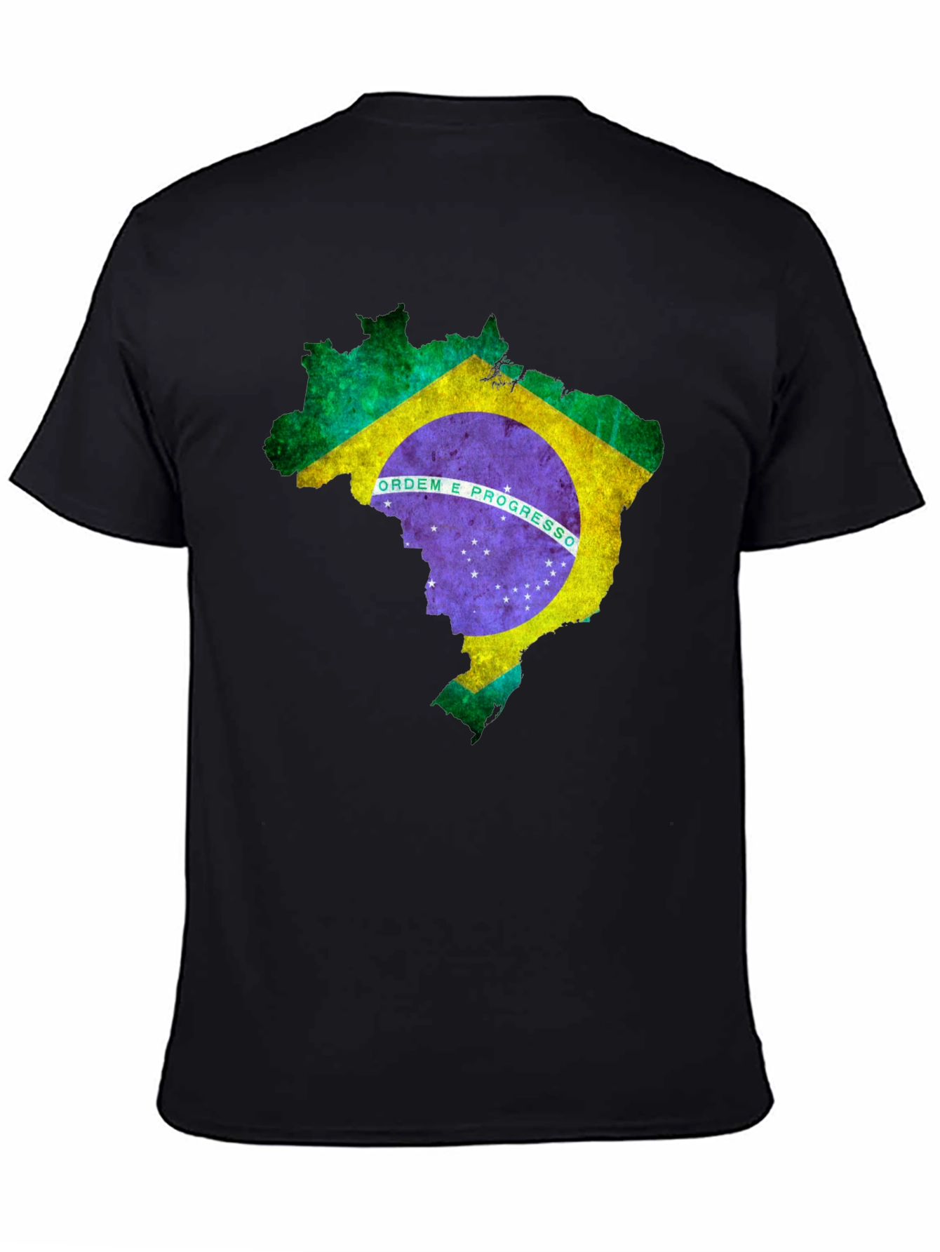 Brazil Flag Map Graphic T-Shirt - Black