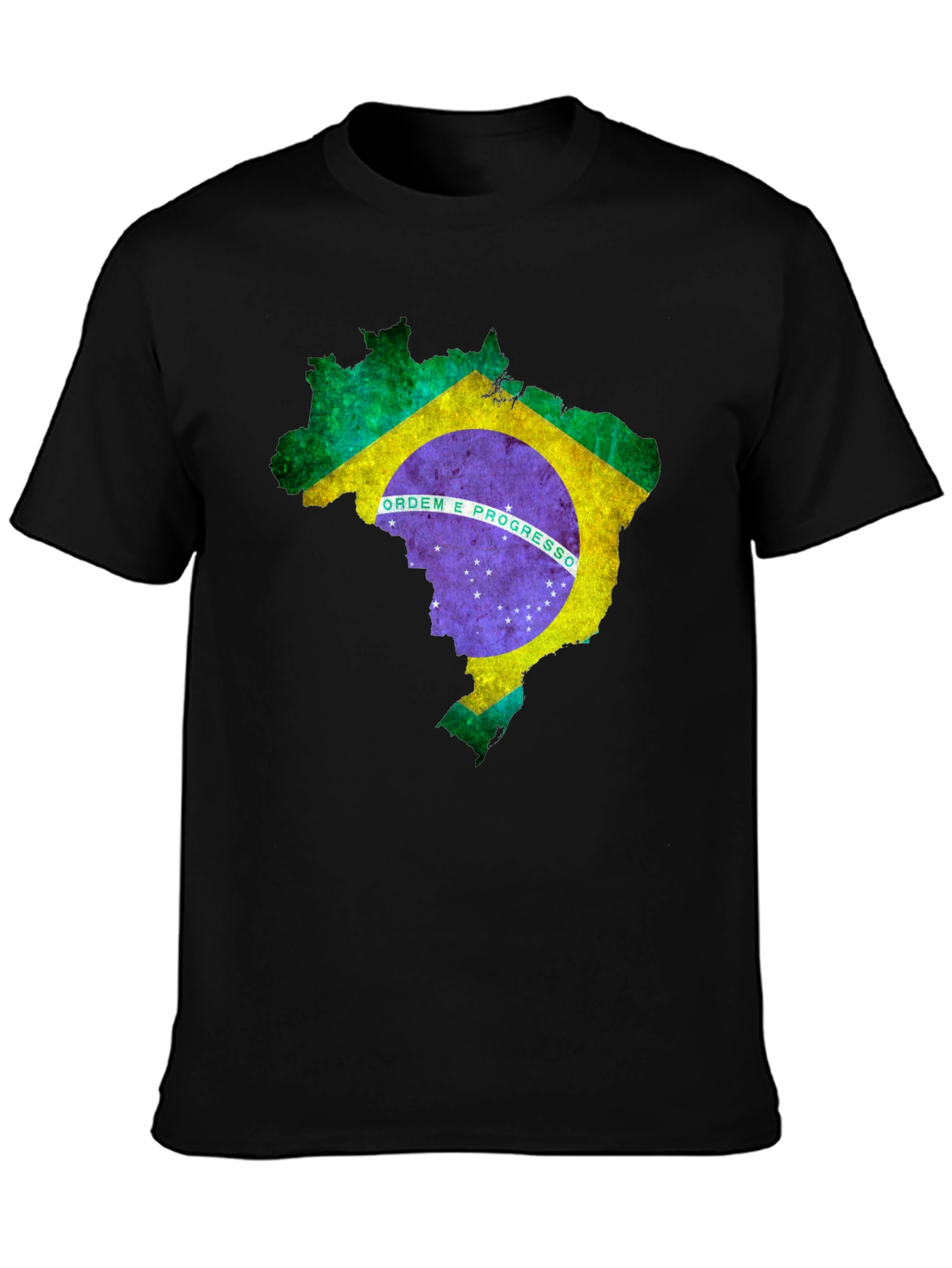 Brazil Flag Map Graphic T-Shirt - Black