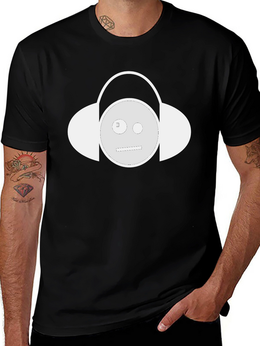 Cool Headphone Smiley Face Graphic T-Shirt