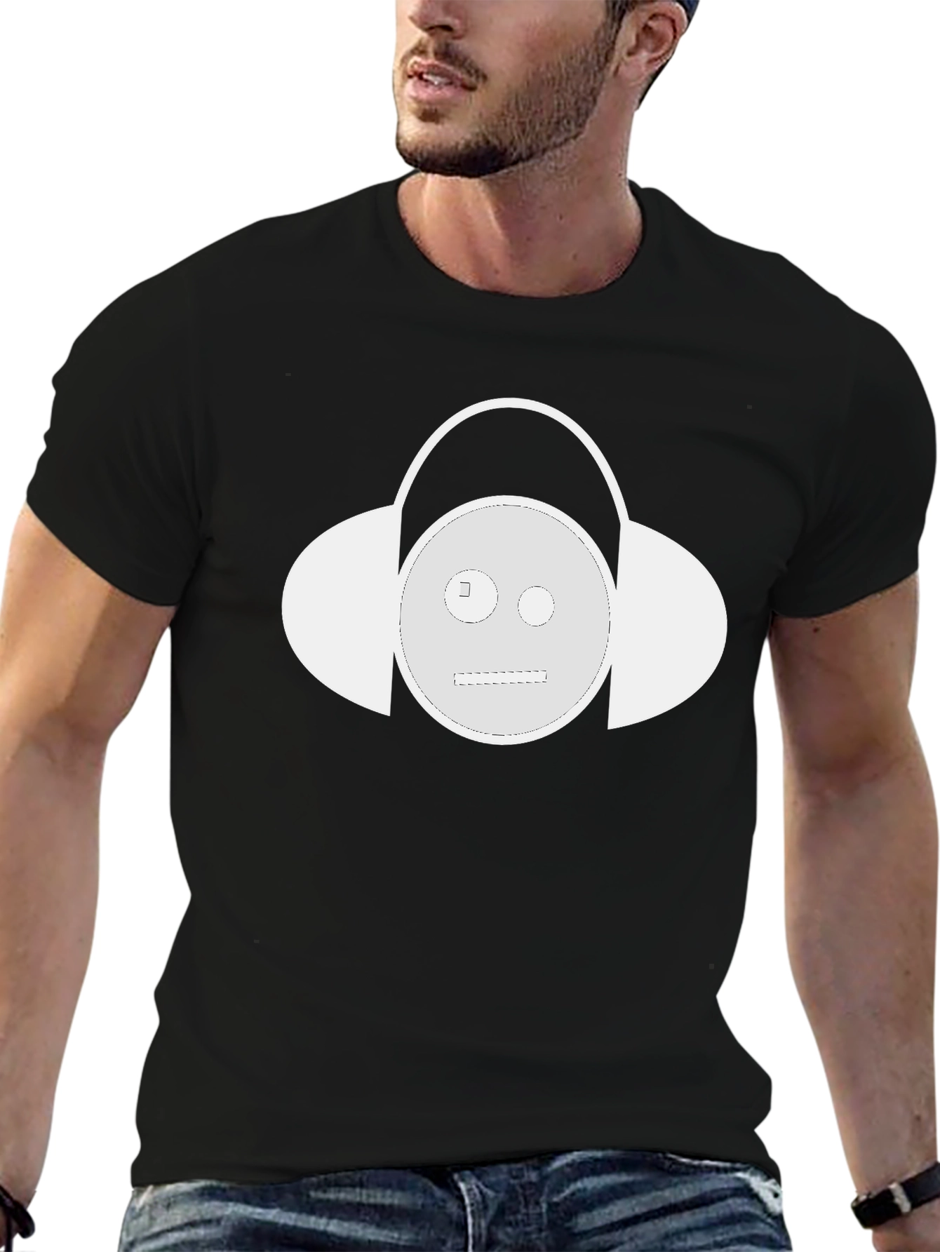 Cool Headphone Smiley Face Graphic T-Shirt