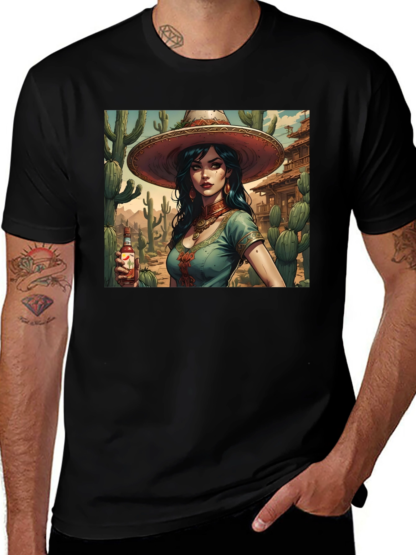 Latina Desert Queen Graphic Tee - Black